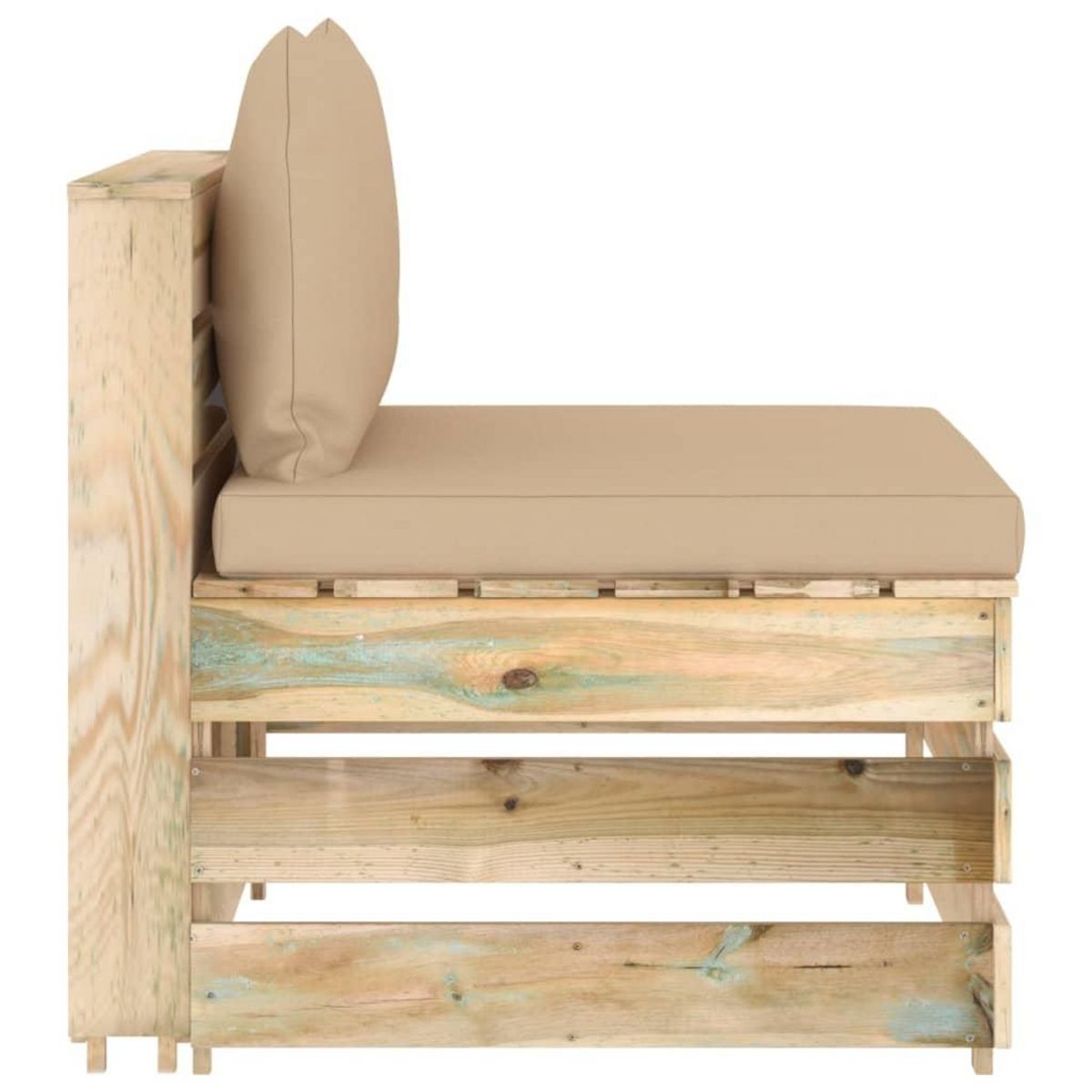 VIDAXL Canape central sectionnel avec coussins Bois impregne de vert