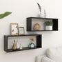 Voir la diapositive 1 : VIDAXL Etageres murales cube 2 pcs Noir 60x15x23 cm Bois d'ingenierie