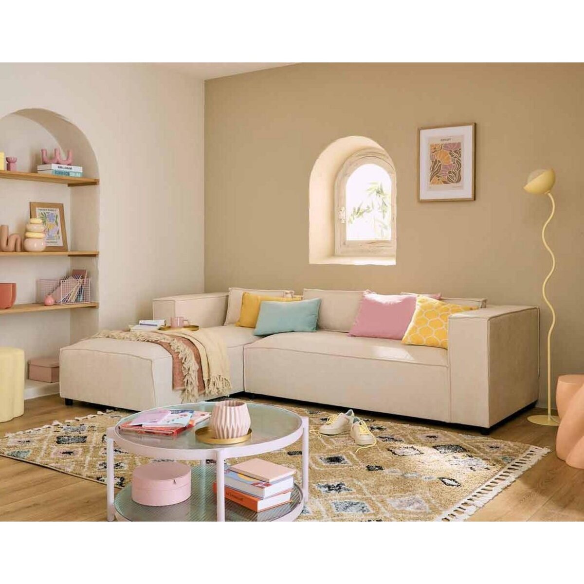 LISA DESIGN Stella - canapé d'angle gauche - 4 places - en tissu texturé