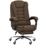HOMCOM Fauteuil de bureau manager grand confort repose-pied dossier inclinable accoudoirs rembourrés lin beige
