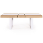 Voir la diapositive 3 : ID MARKET Table à manger extensible rectangle PHOENIX 4-8 personnes bois et blanc bande centrale blanche 160-200 cm
