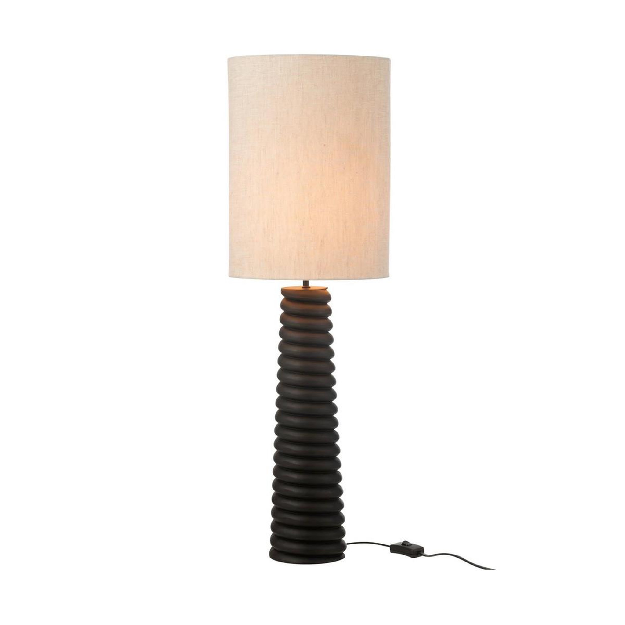 Voir la diapositive 2 : J-LINE Lampe à poser filetage en bois  ailanthus  85cm noir