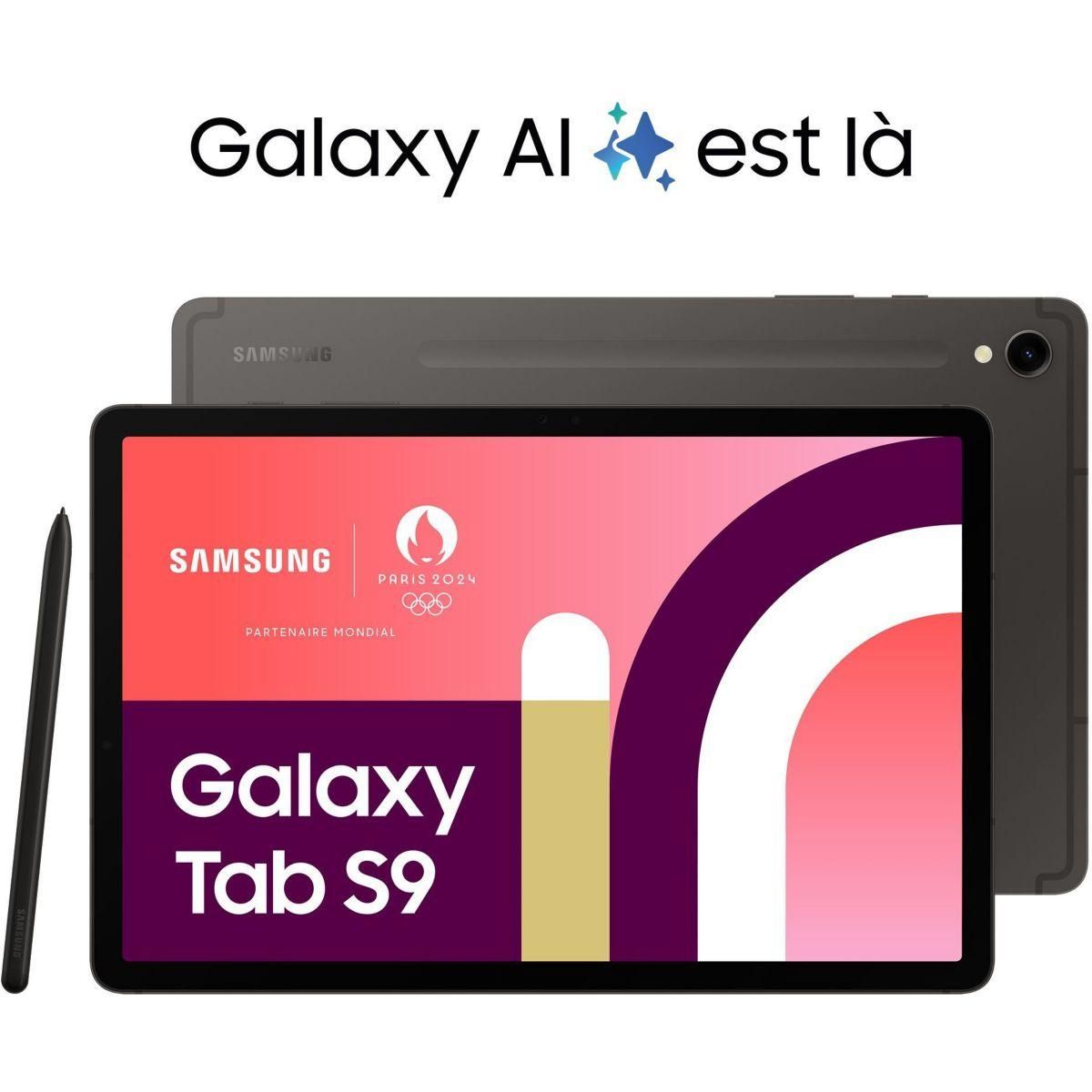 Samsung Tablette Android Galaxy Tab S9 Tablette avec Galaxy AI Version WiFi 256 Go Anthracite