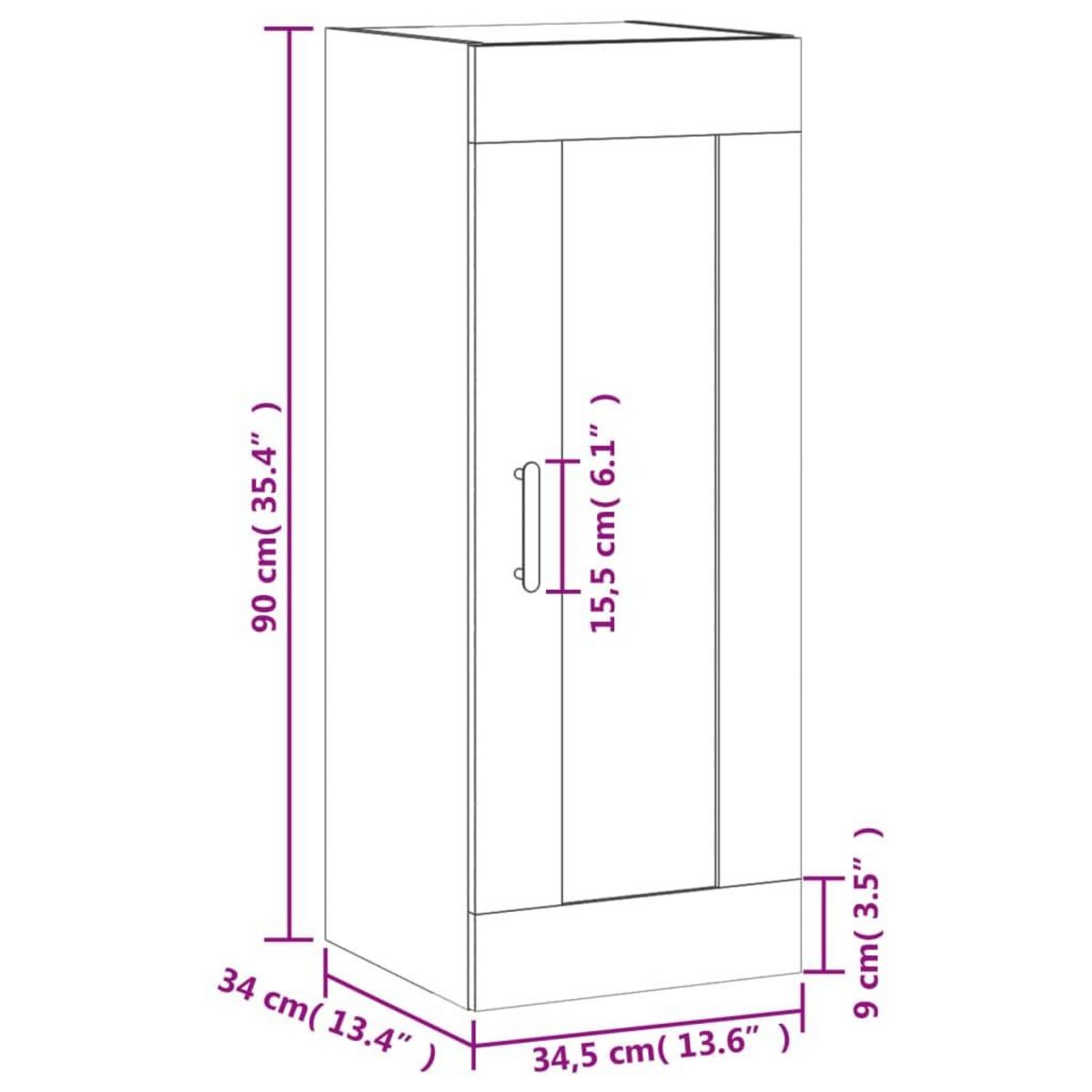 VIDAXL Armoire murale gris beton 34,5x34x90 cm bois d'ingenierie