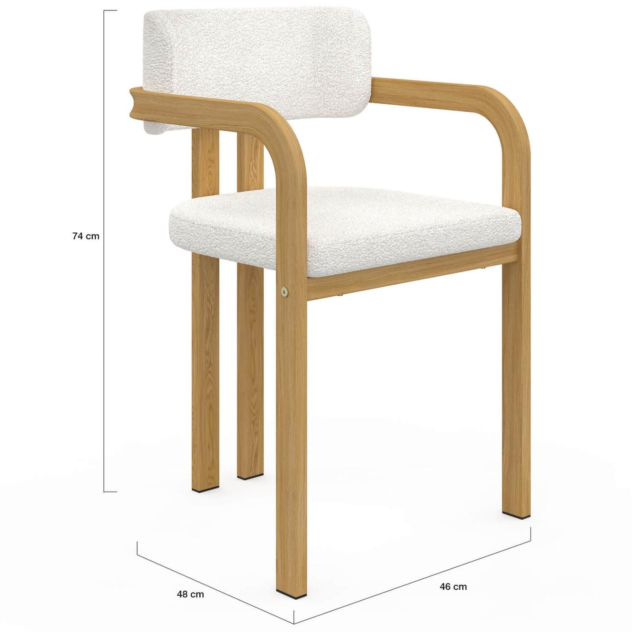 Voir la diapositive 5 : ID MARKET Lot de 4 chaises de salle à manger, fauteuils de table esma en métal effet bois et tissu bouclette avec accoudoirs