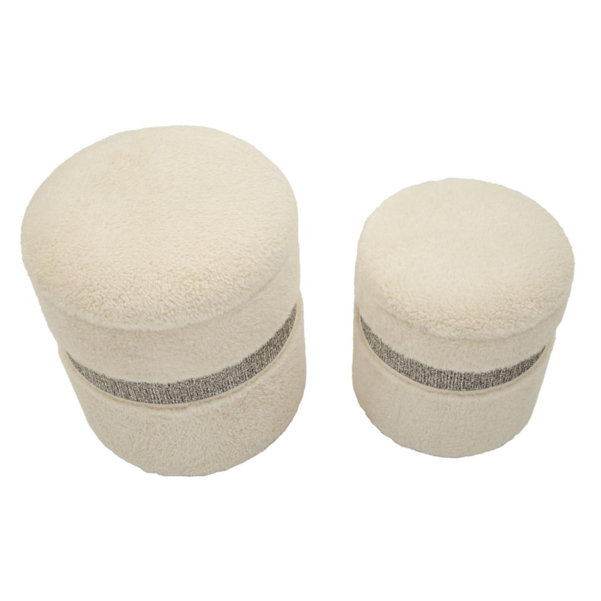 Voir la diapositive 3 : Paris Prix Lot de 2 poufs coffres  saint moritz  47cm crème