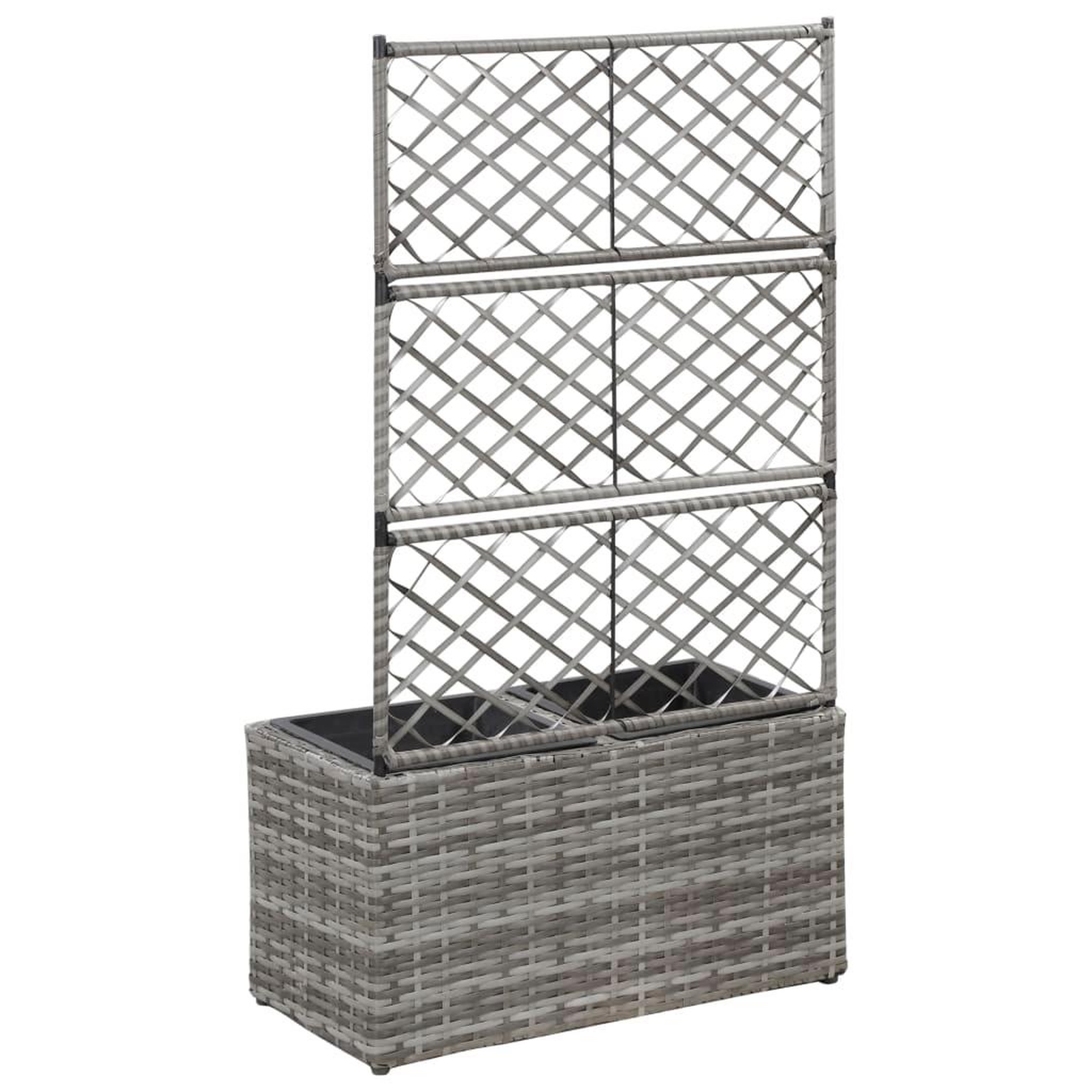 Voir la diapositive 3 : VIDAXL Lit sureleve en treillis 2 pots 58x30x107cm Resine tressee Gris