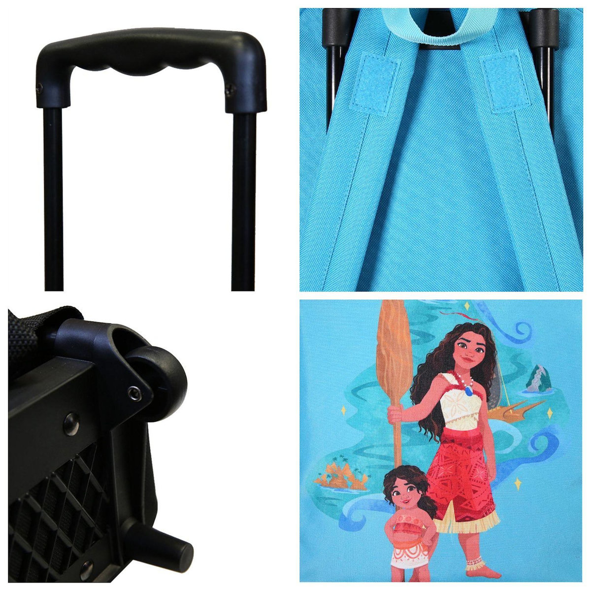 Bagtrotter Bagtrotter - Vaiana - Disney - Sac à Dos Scolaire à Roulettes  - Bleu - 1 Compartiment Zippé - Bretelles Matelassées - 25x12x32cm - Matière Polyester - Sac à Dos Scolaire Maternelle