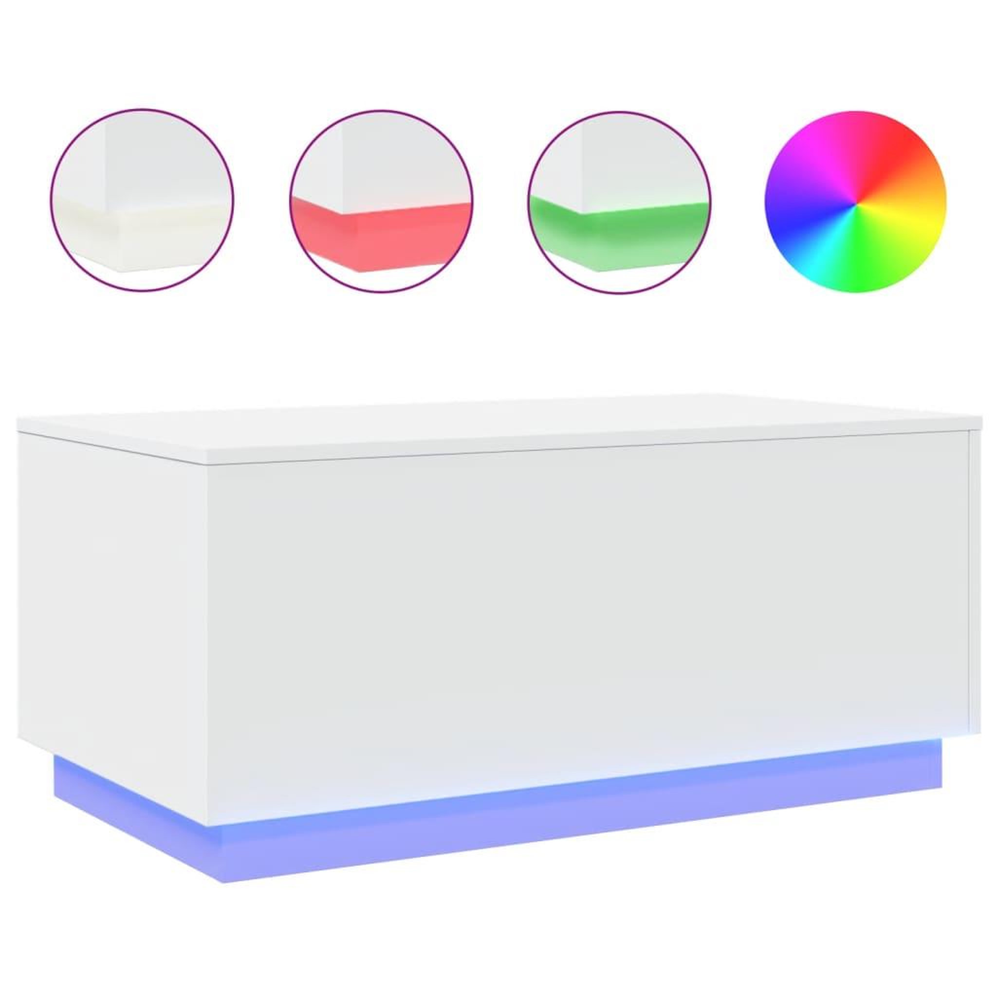 Voir la diapositive 2 : VIDAXL Table basse avec lumieres LED blanc 90x50x40 cm