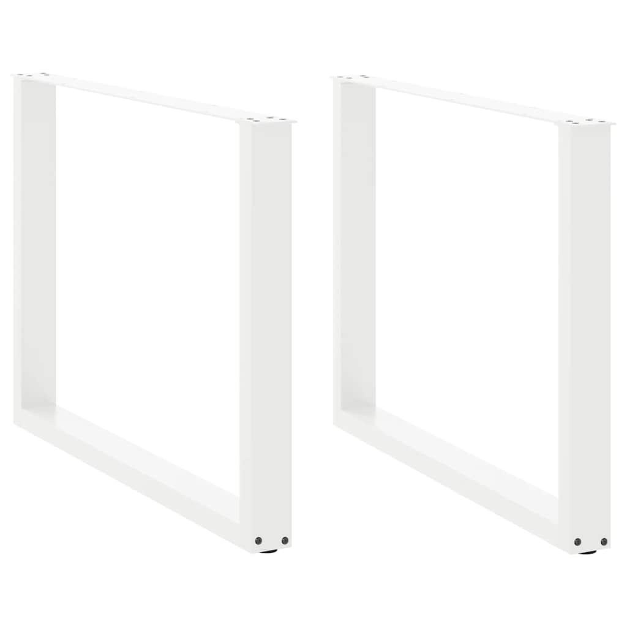 VIDAXL Pieds de table a manger forme de U 2 pcs blanc 100x(72-73) cm