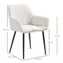 HOMCOM Chaises de visiteur design scandinave - lot de 2 chaises - pieds effilés métal noir - assise dossier accoudoirs ergonomiques lin crème