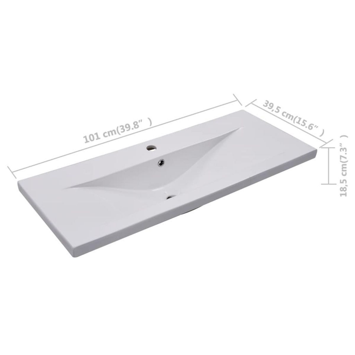VIDAXL Lavabo encastre 101 x 39,5 x 18,5 cm Ceramique Blanc
