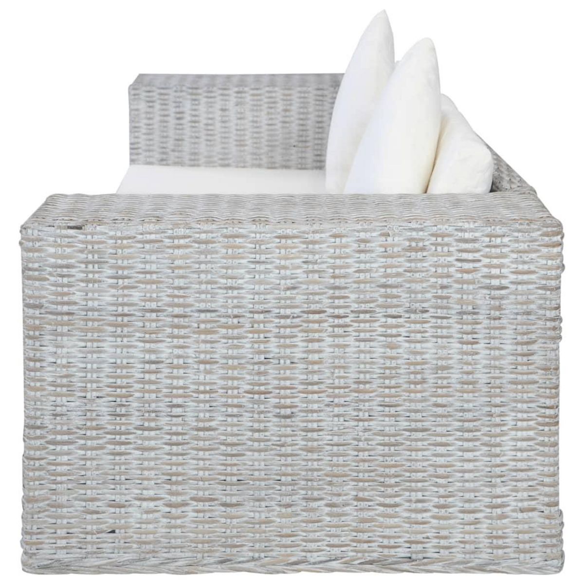 VIDAXL Canape a 2 places avec coussins Gris Rotin naturel