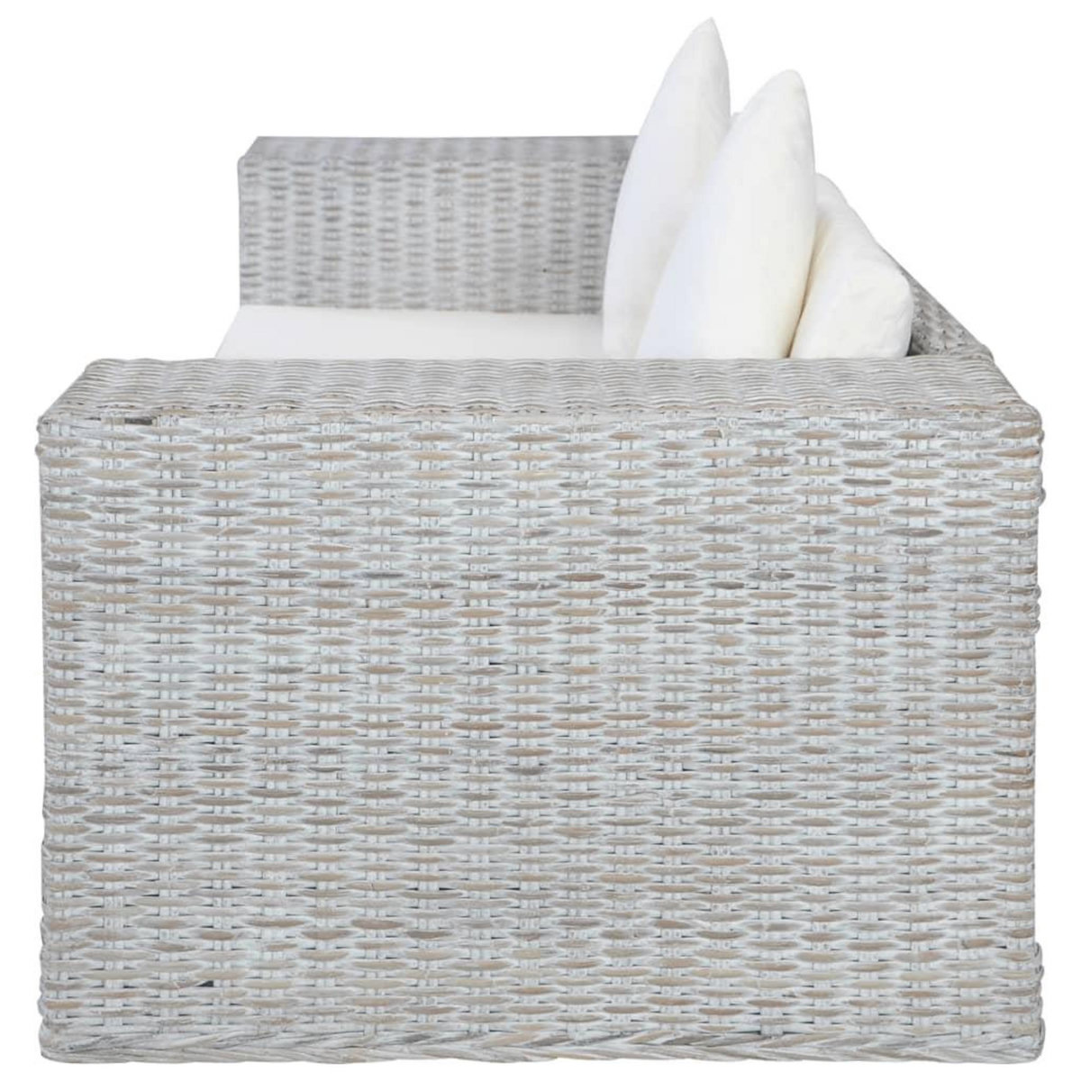 VIDAXL Canape a 2 places avec coussins Gris Rotin naturel