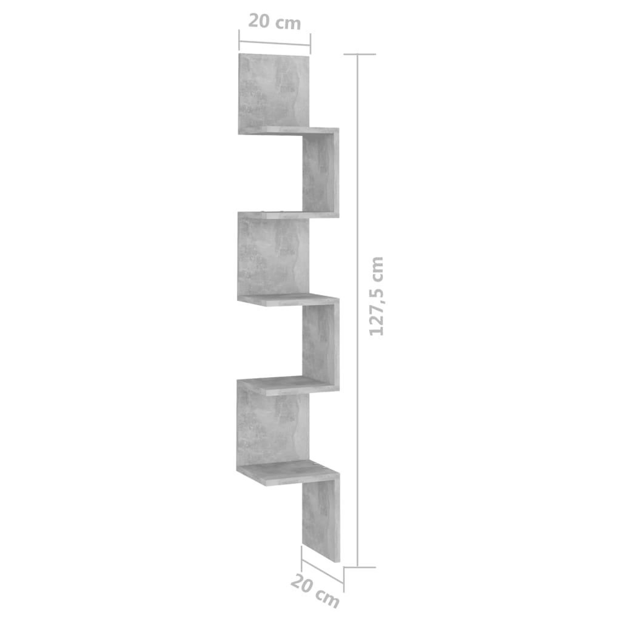 Voir la diapositive 6 : VIDAXL Etagere d'angle murale Gris beton Bois d'ingenierie