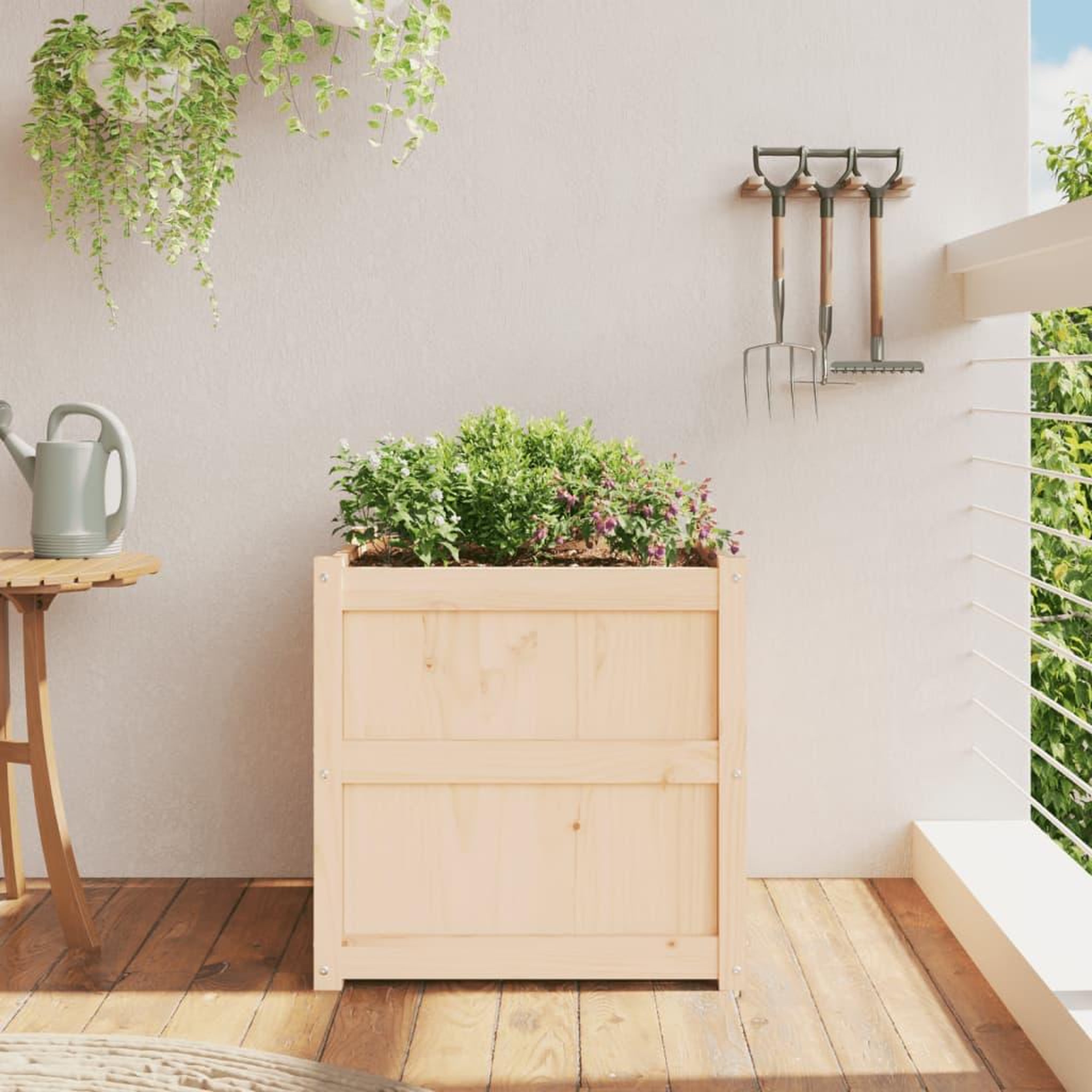 Voir la diapositive 3 : VIDAXL Jardiniere d'exterieur 60x60x60 cm bois de pin massif