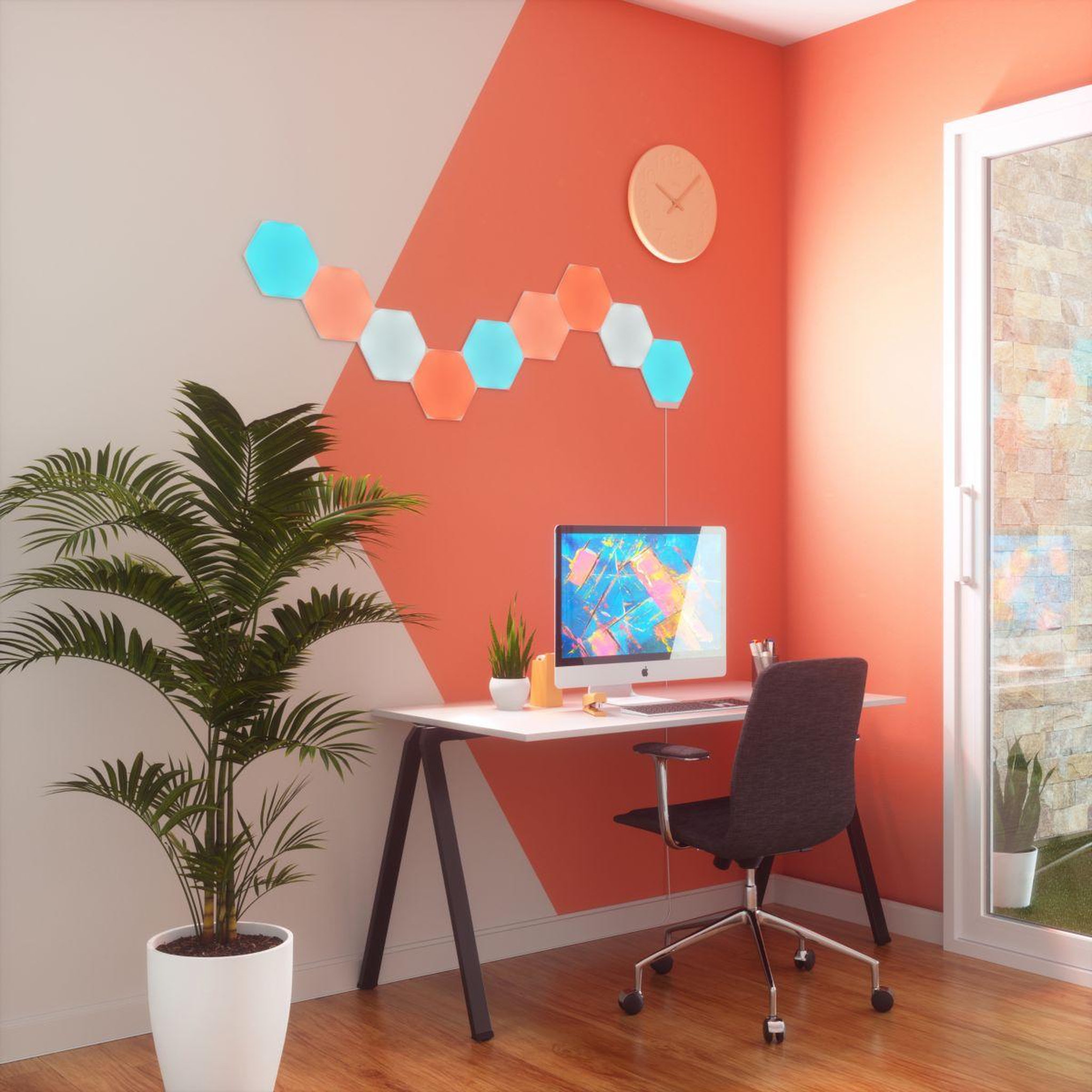 Voir la diapositive 4 : NANOLEAF Panneaux lumineux Shapes Hexagons Expansion -3pcs
