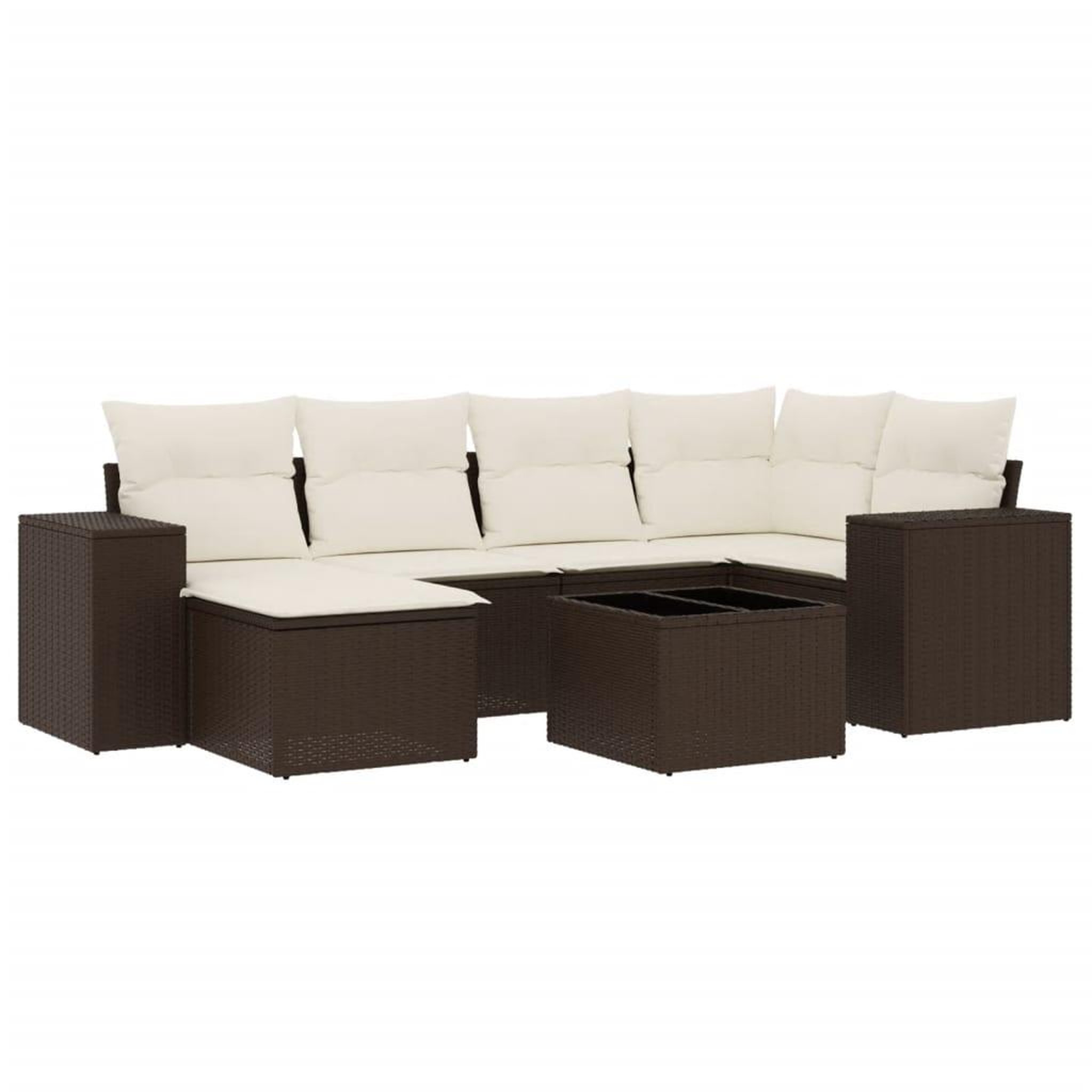 Voir la diapositive 2 : VIDAXL Salon de jardin avec coussins 7 pcs marron resine tressee