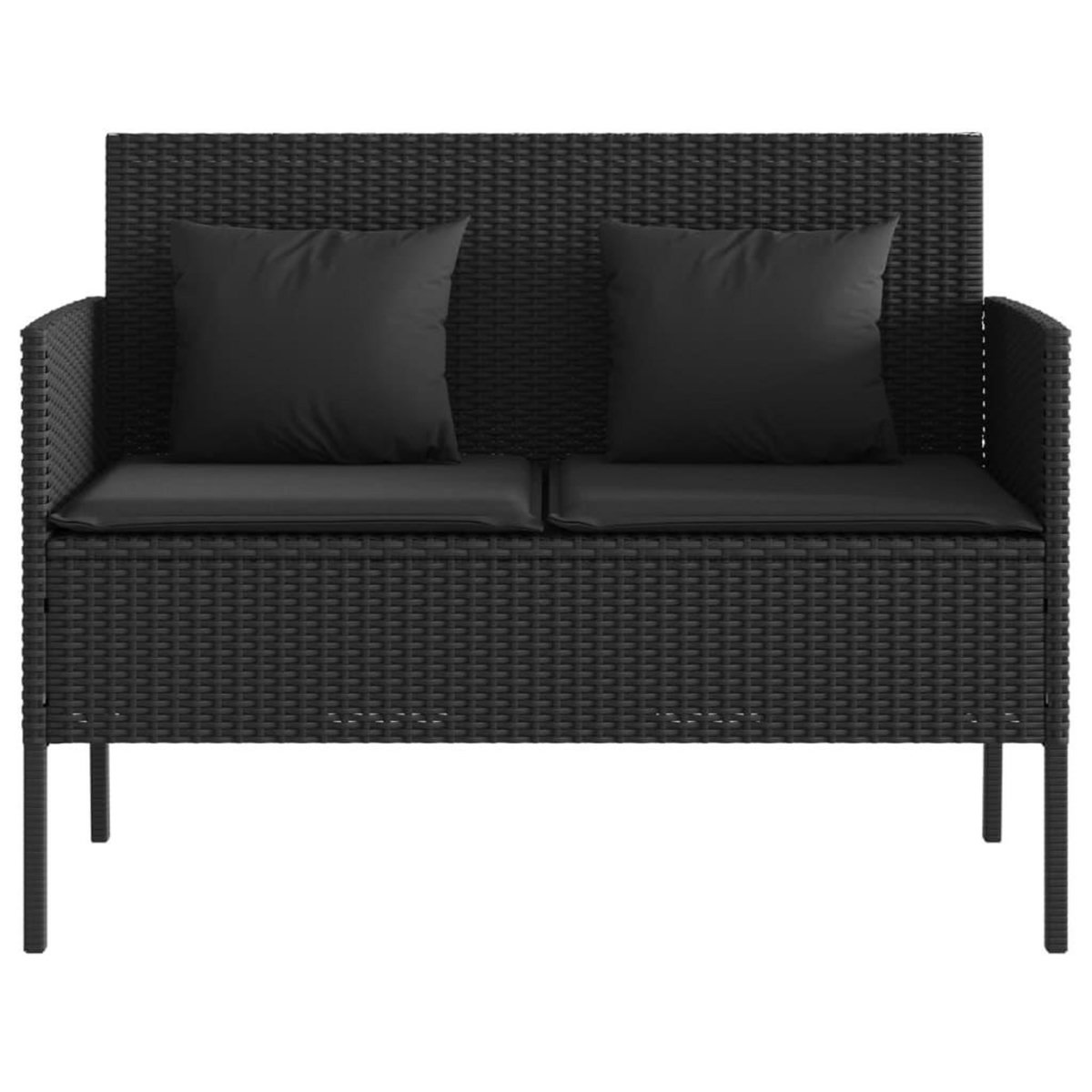 VIDAXL Banc de jardin avec coussins noir resine tressee