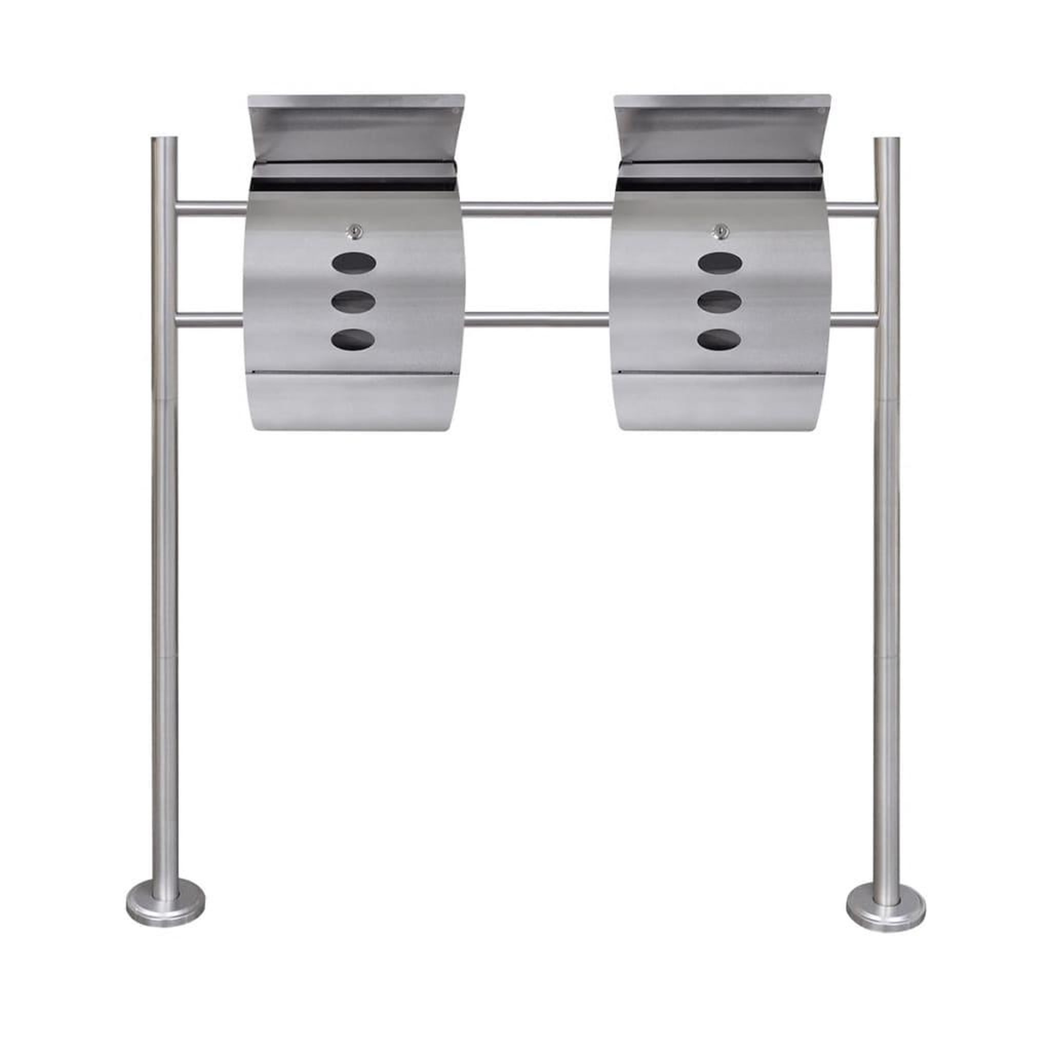 Voir la diapositive 2 : VIDAXL Double boîte a lettre sur support en acier inoxydable