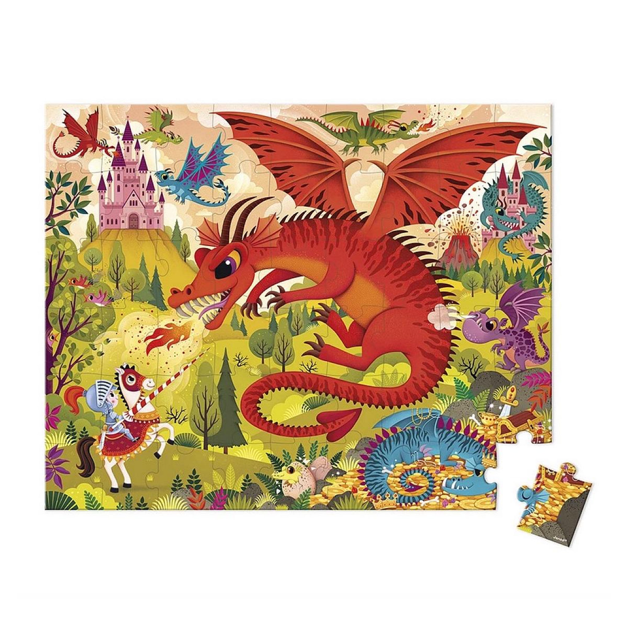 Voir la diapositive 2 : JANOD Puzzle Royaume de Dragons - 54 pcs
