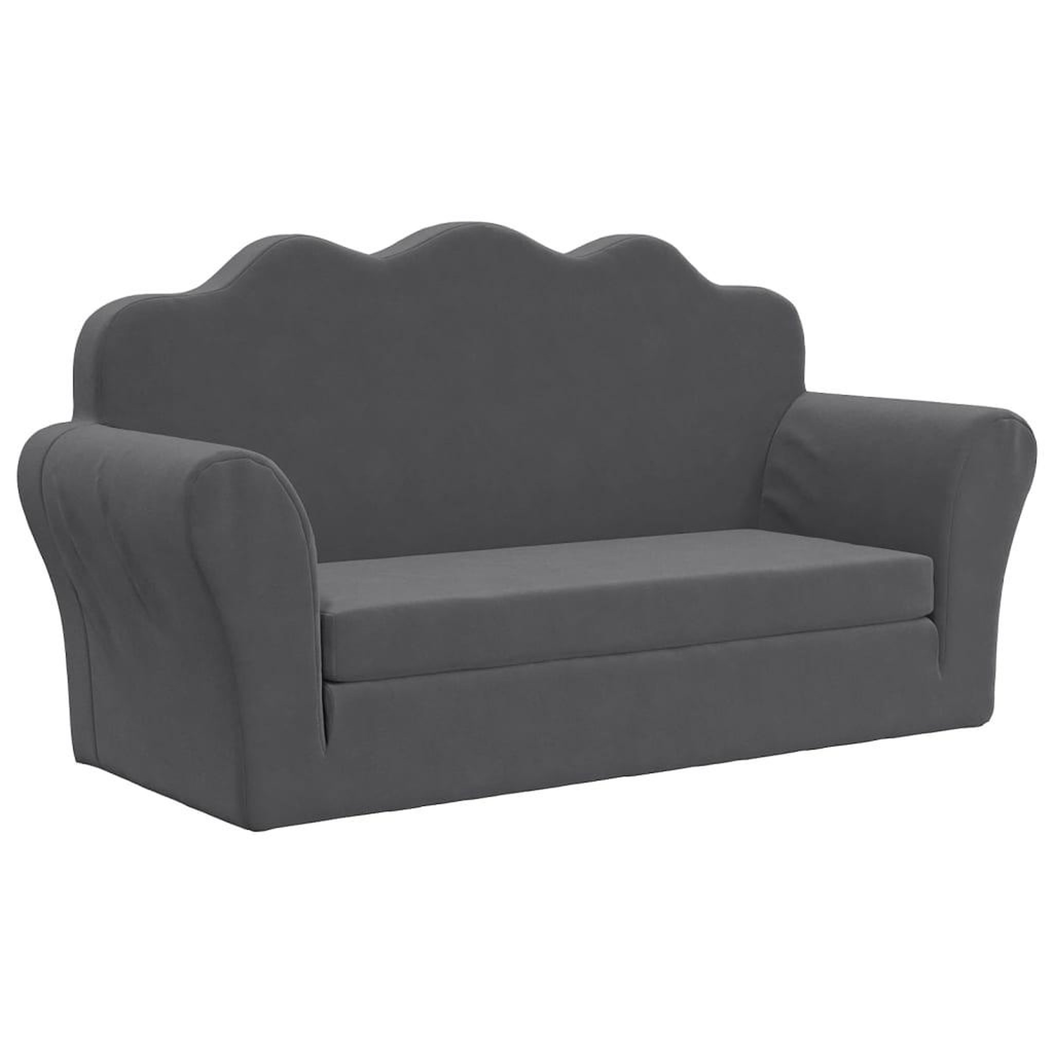 Voir la diapositive 2 : VIDAXL Canape-lit pour enfants 2 places anthracite peluche douce