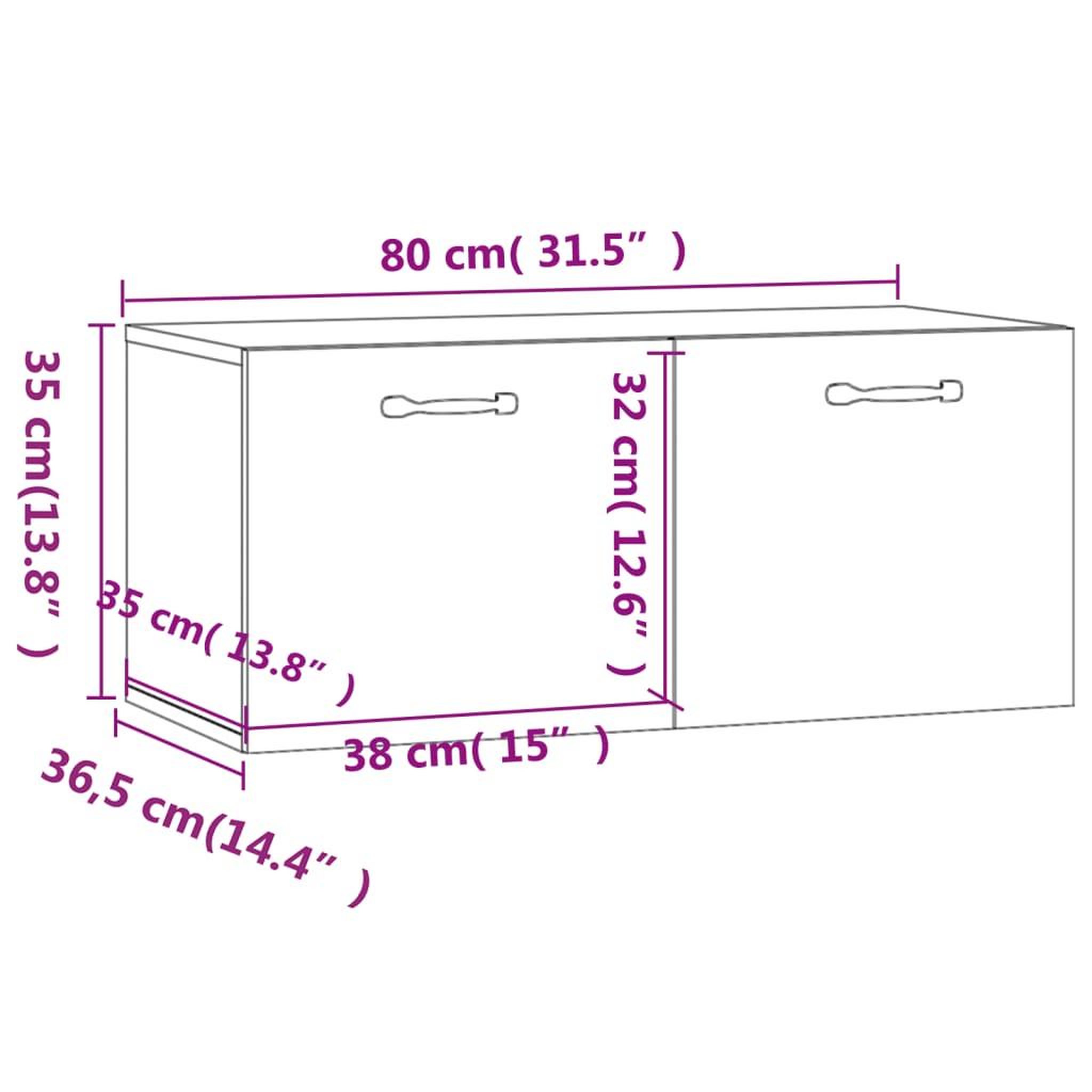 Voir la diapositive 6 : VIDAXL Armoire murale blanc brillant 80x36,5x35 cm bois d'ingenierie