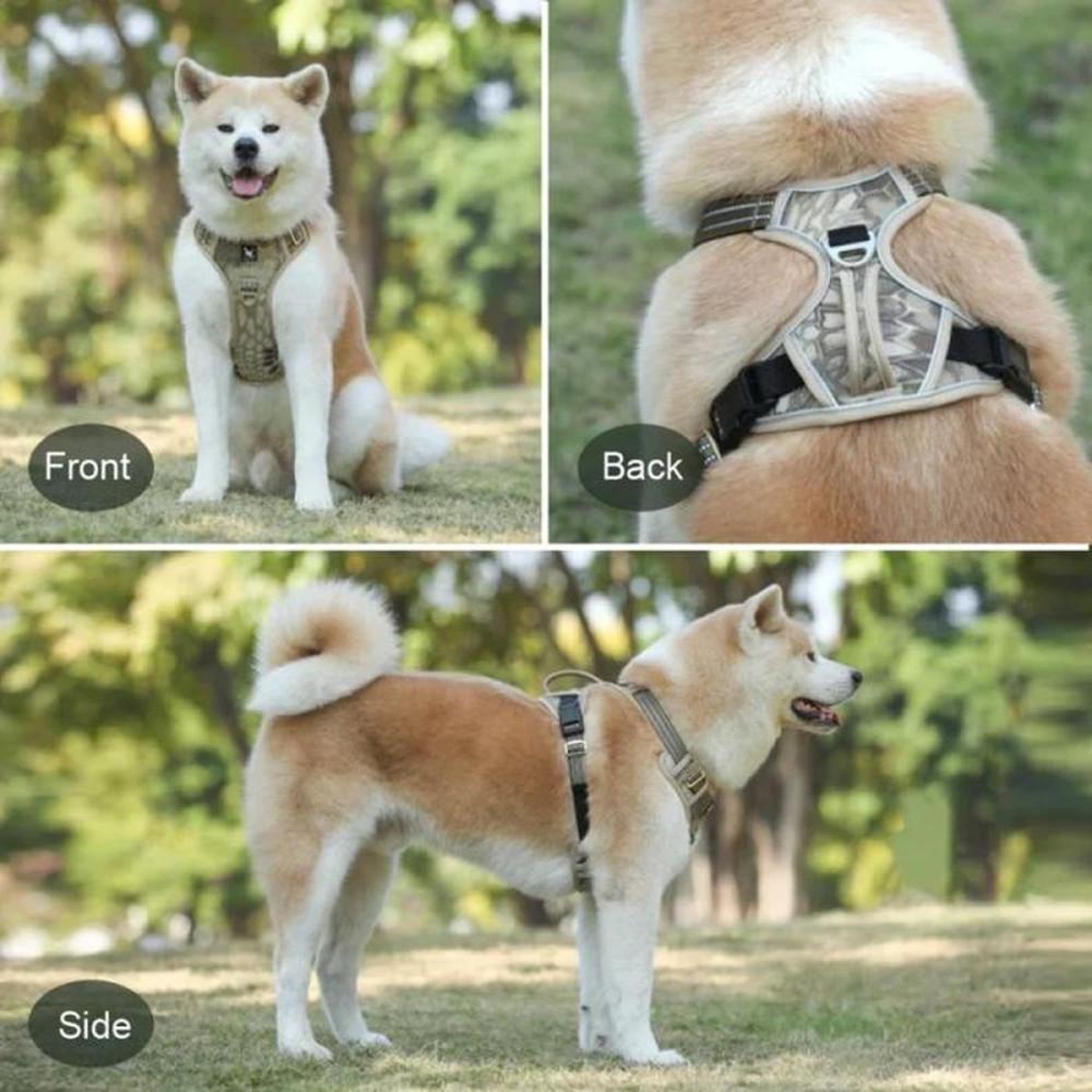 Voir la diapositive 6 : Harnais anti-traction réfléchissant pour chien, taille S marron, réglable cou et poitrine, avec poignée de maintien, anneaux avant et arrière, polyester