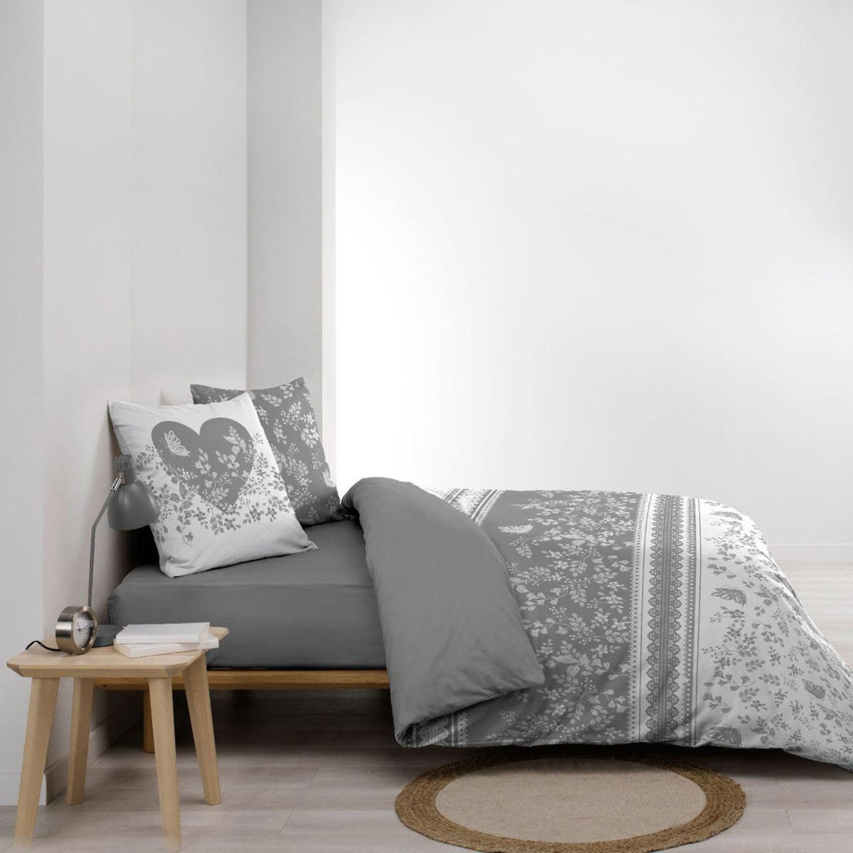 Paris Prix Parure de Lit 3 Pièces  Annie  200x200cm Gris