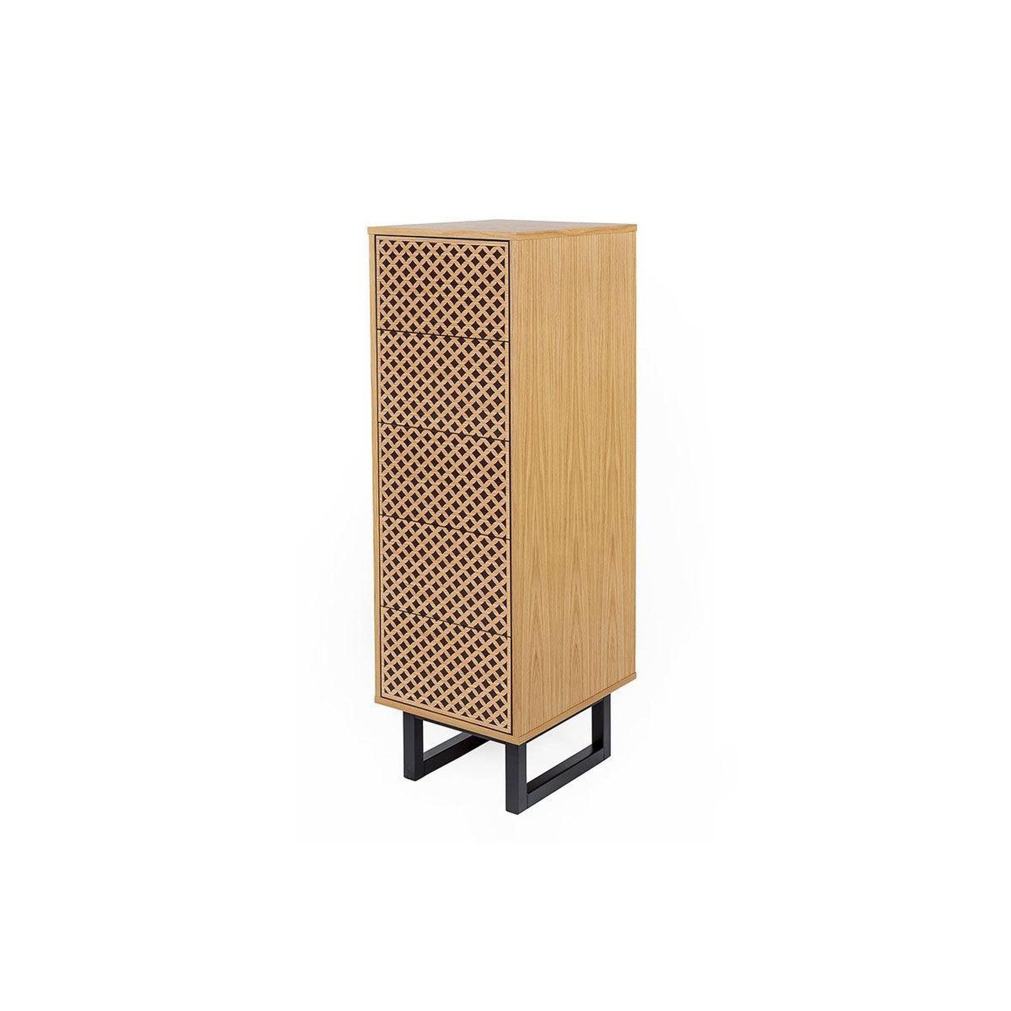 Voir la diapositive 2 : Paris Prix Chiffonnier 5 tiroirs diamants  camden  123cm naturel