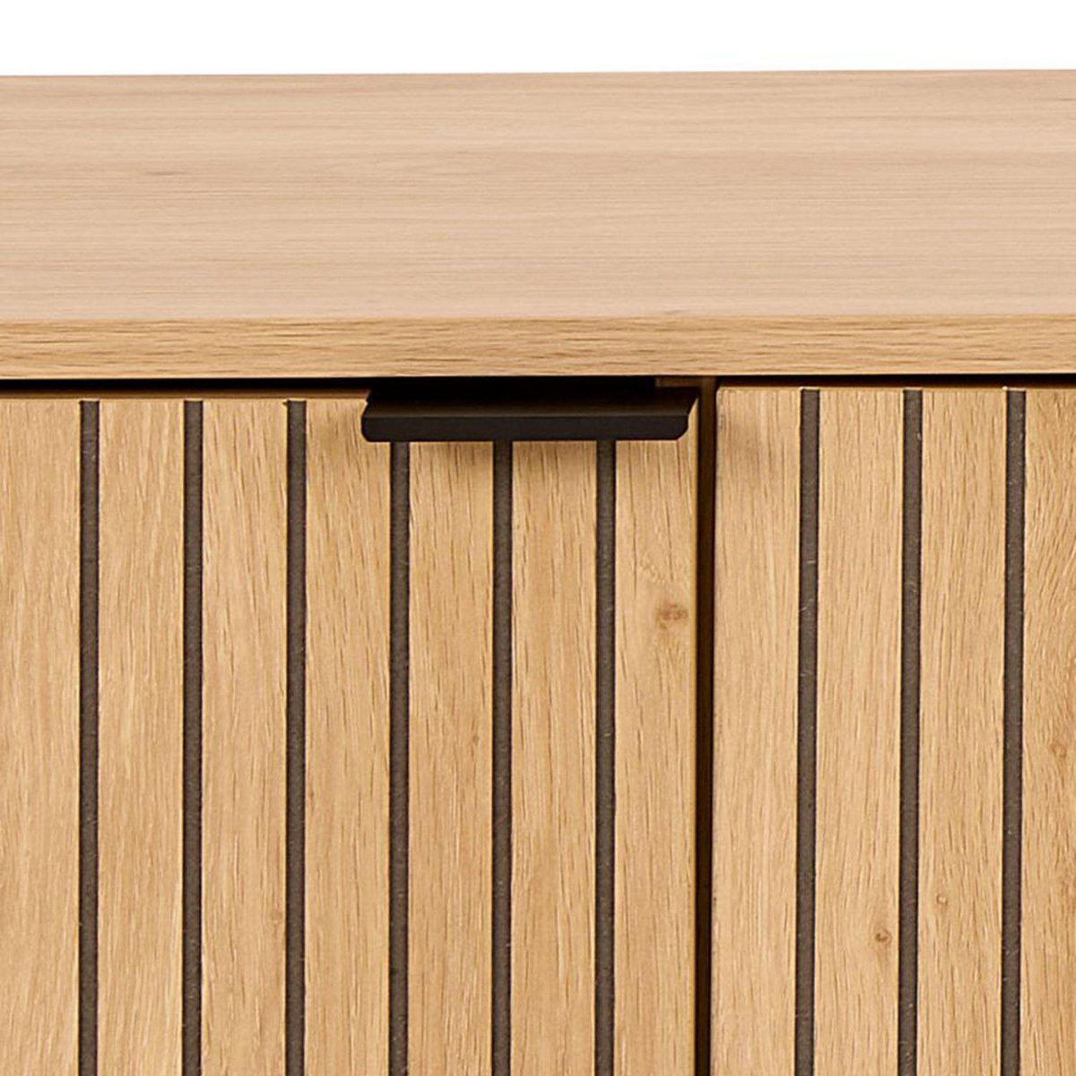 TOILINUX Meuble TV 3 portes effet tasseaux BAÏKAL - Beige