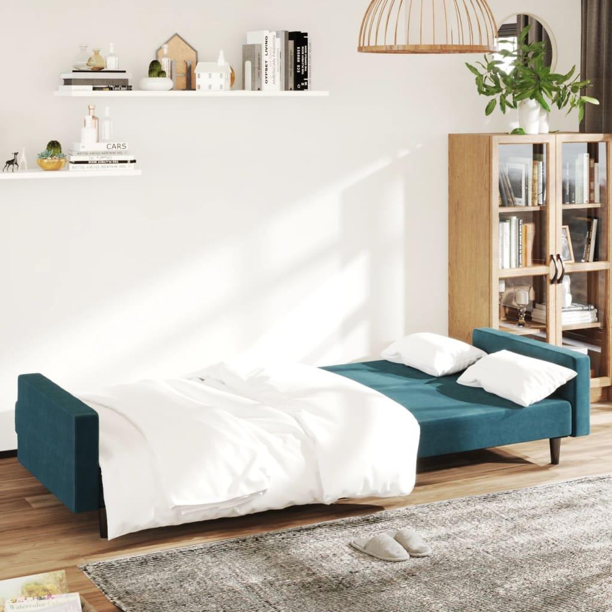Voir la diapositive 3 : VIDAXL Canape-lit a 2 places Bleu Velours
