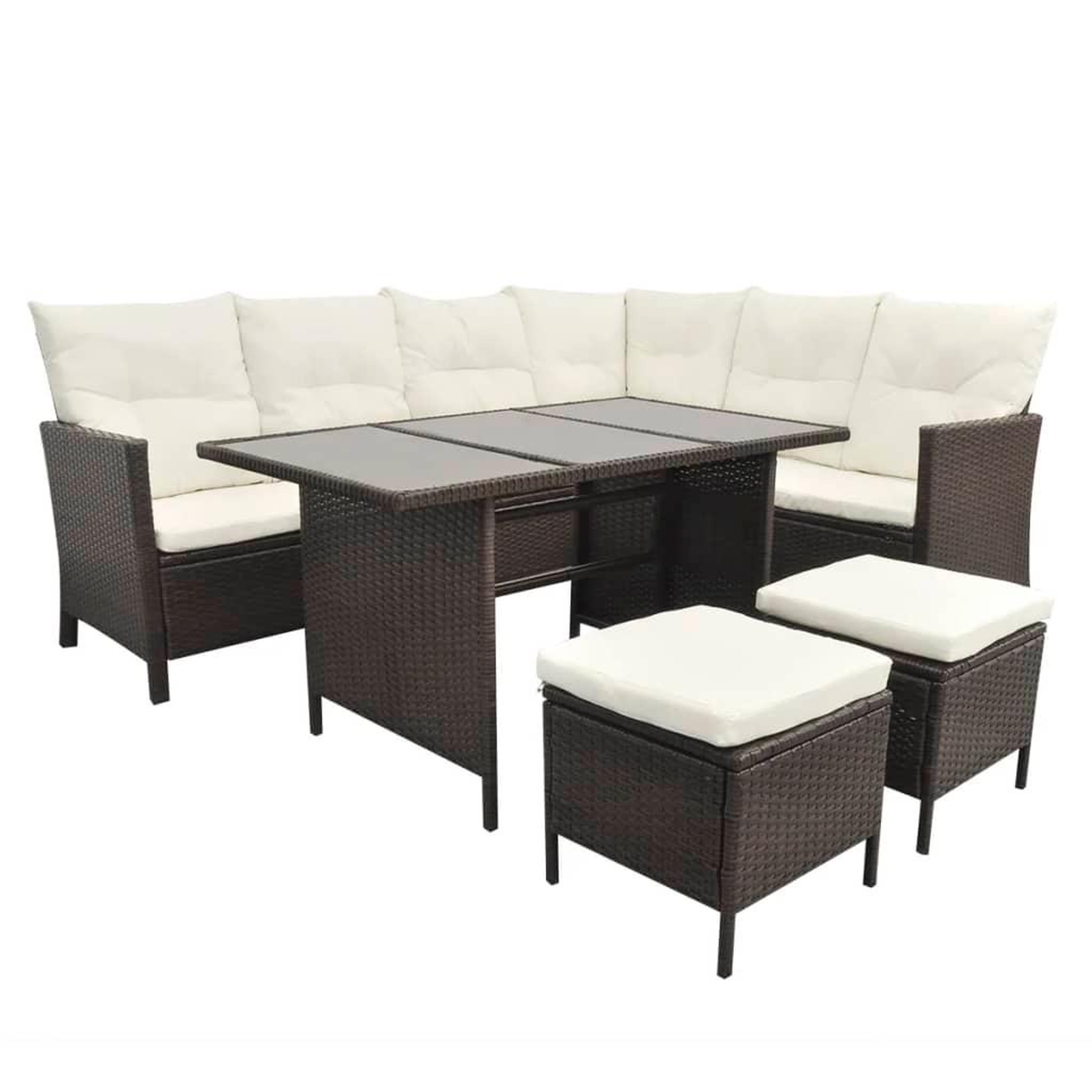 Voir la diapositive 3 : VIDAXL Salon de jardin 4 pcs avec coussins Resine tressee Marron