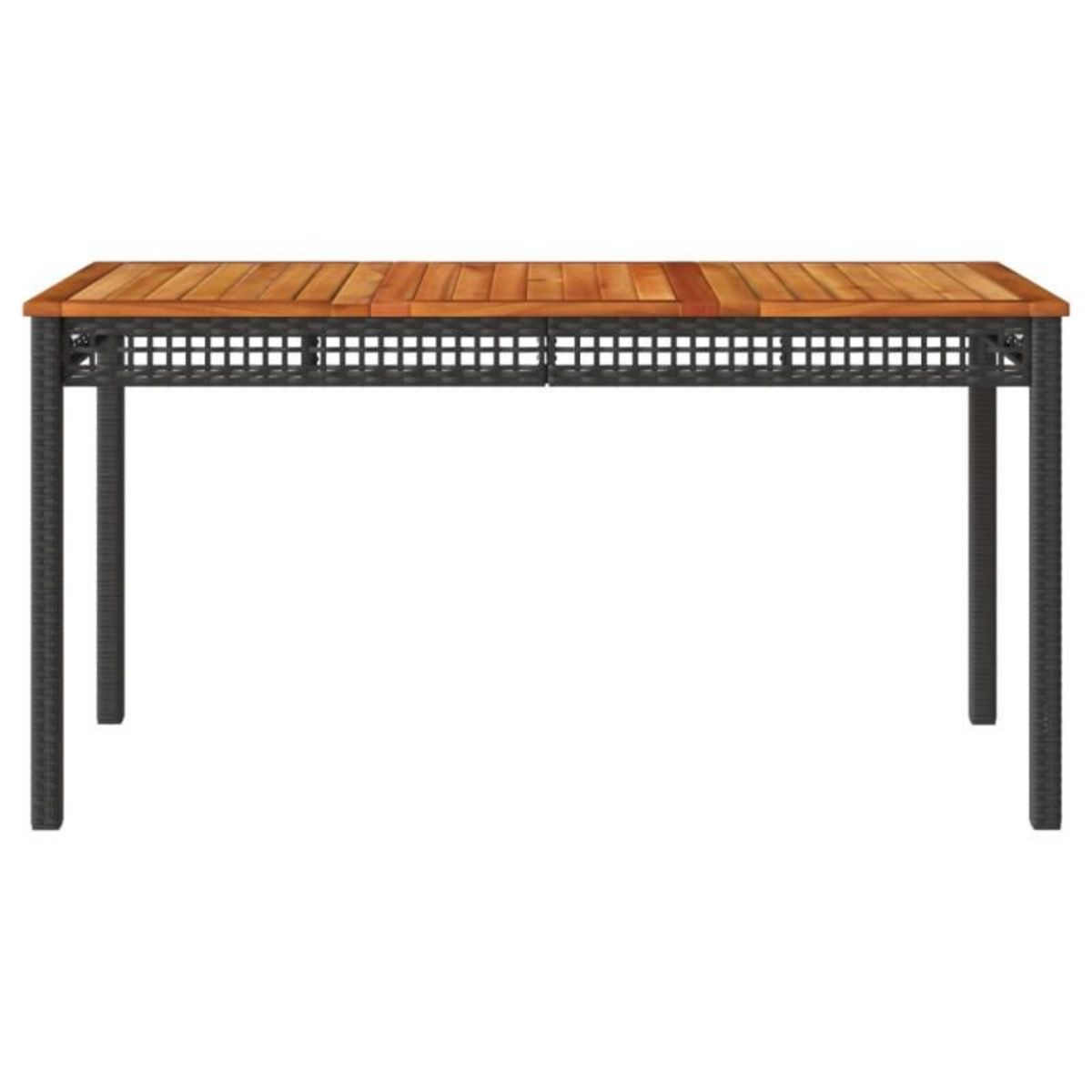 VIDAXL Table de jardin noir 140x80x75 cm résine tressée et bois acacia
