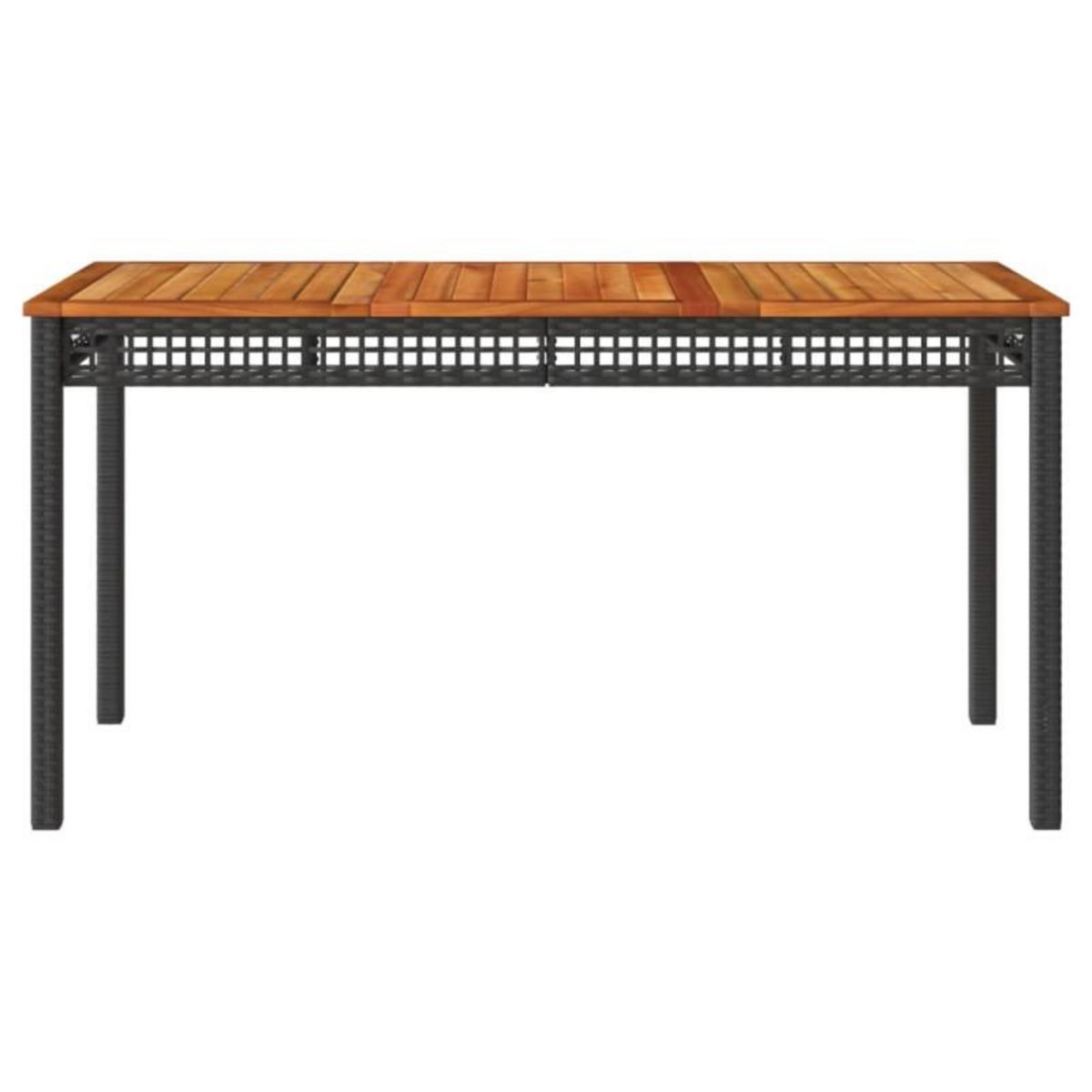 VIDAXL Table de jardin noir 140x80x75 cm résine tressée et bois acacia