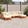 Voir la diapositive 3 : VIDAXL Salon de jardin 6 pcs avec coussins cire marron bois pin massif