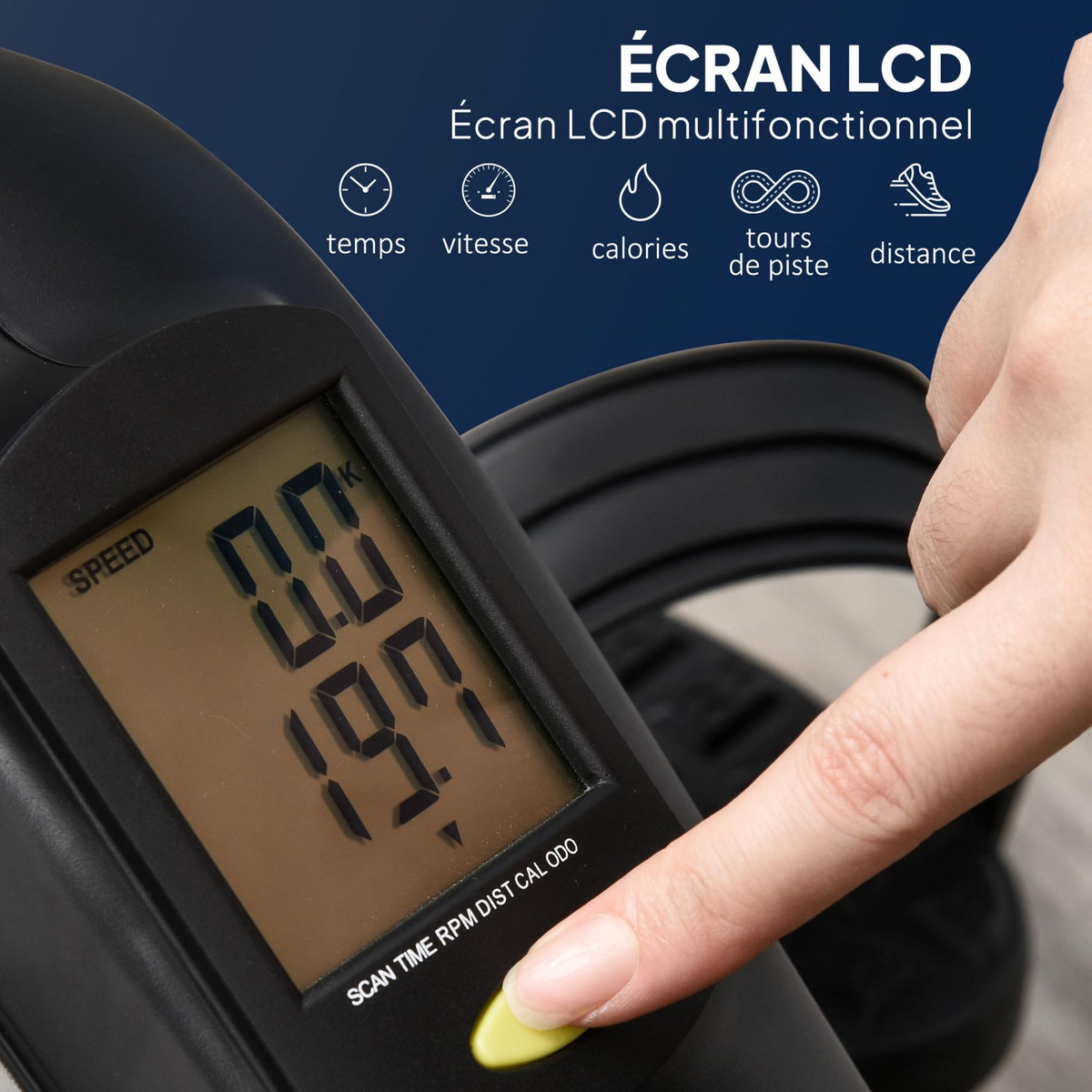 HOMCOM Mini vélo d'appartement 8 niveaux résistance magnétique écran LCD multifonction noir
