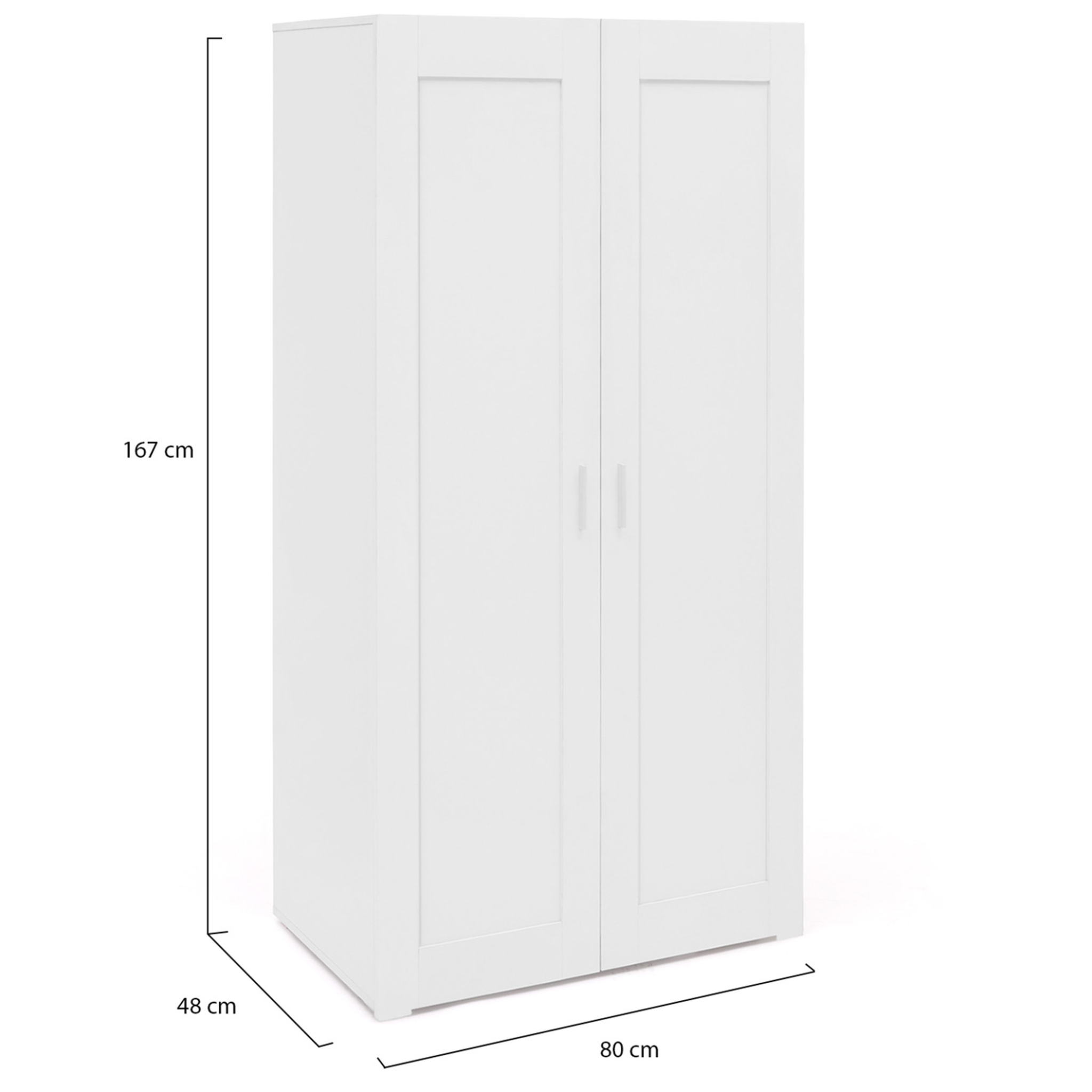 Voir la diapositive 4 : ID MARKET Armoire 2 portes vito blanc penderie 80 cm avec étagères rangement maxi capacité