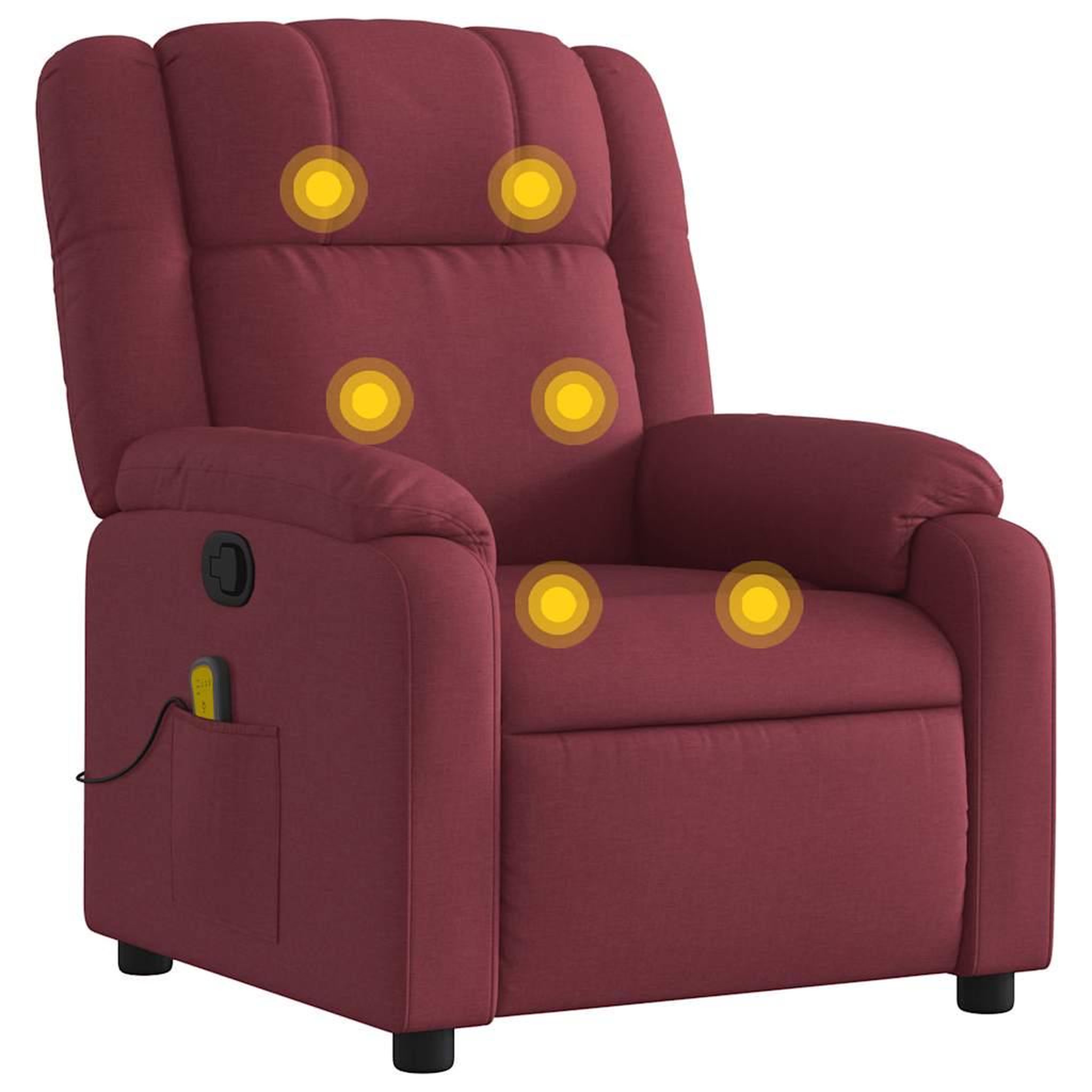 Voir la diapositive 2 : VIDAXL Fauteuil de massage inclinable Rouge bordeaux Tissu