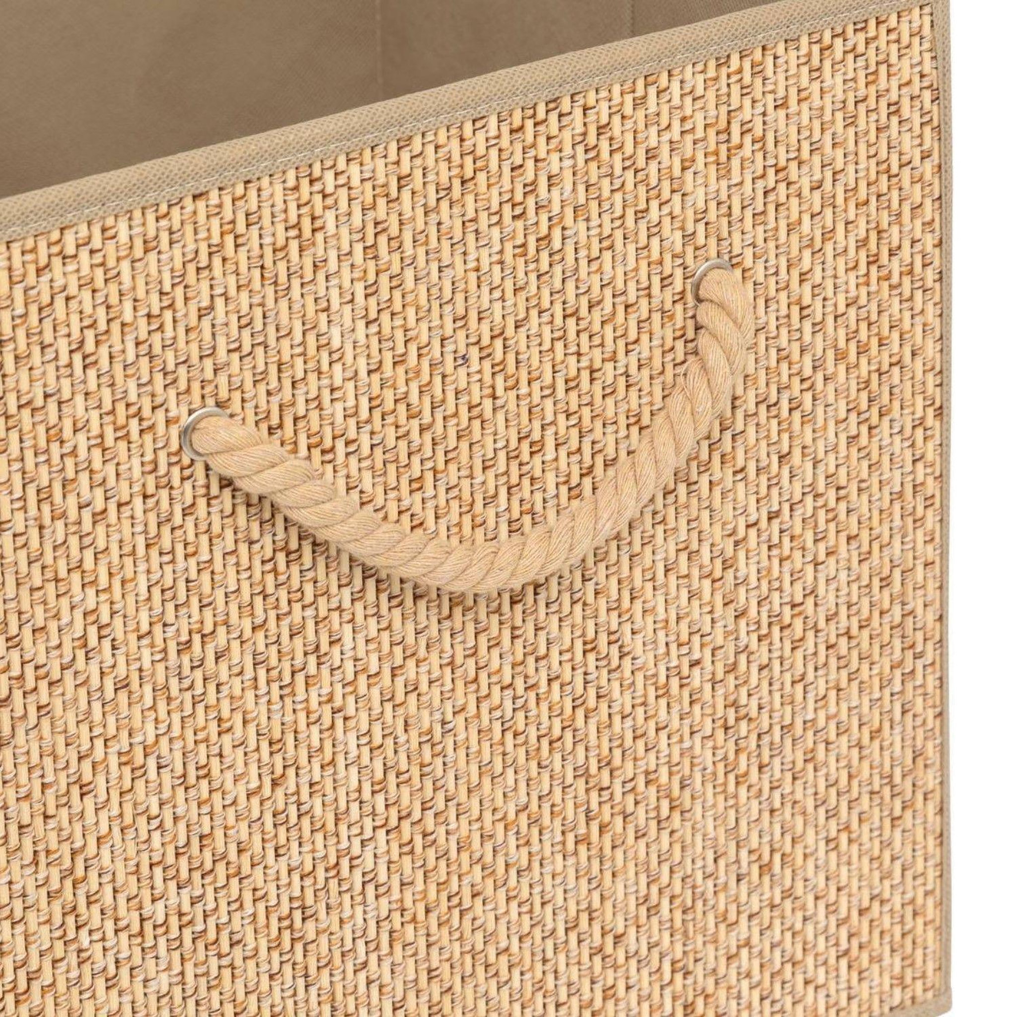 Voir la diapositive 4 : TOILINUX Lot de 6 boîtes de rangement effet rotin stemy - l. 31 x l. 31 x h. 31 cm - beige