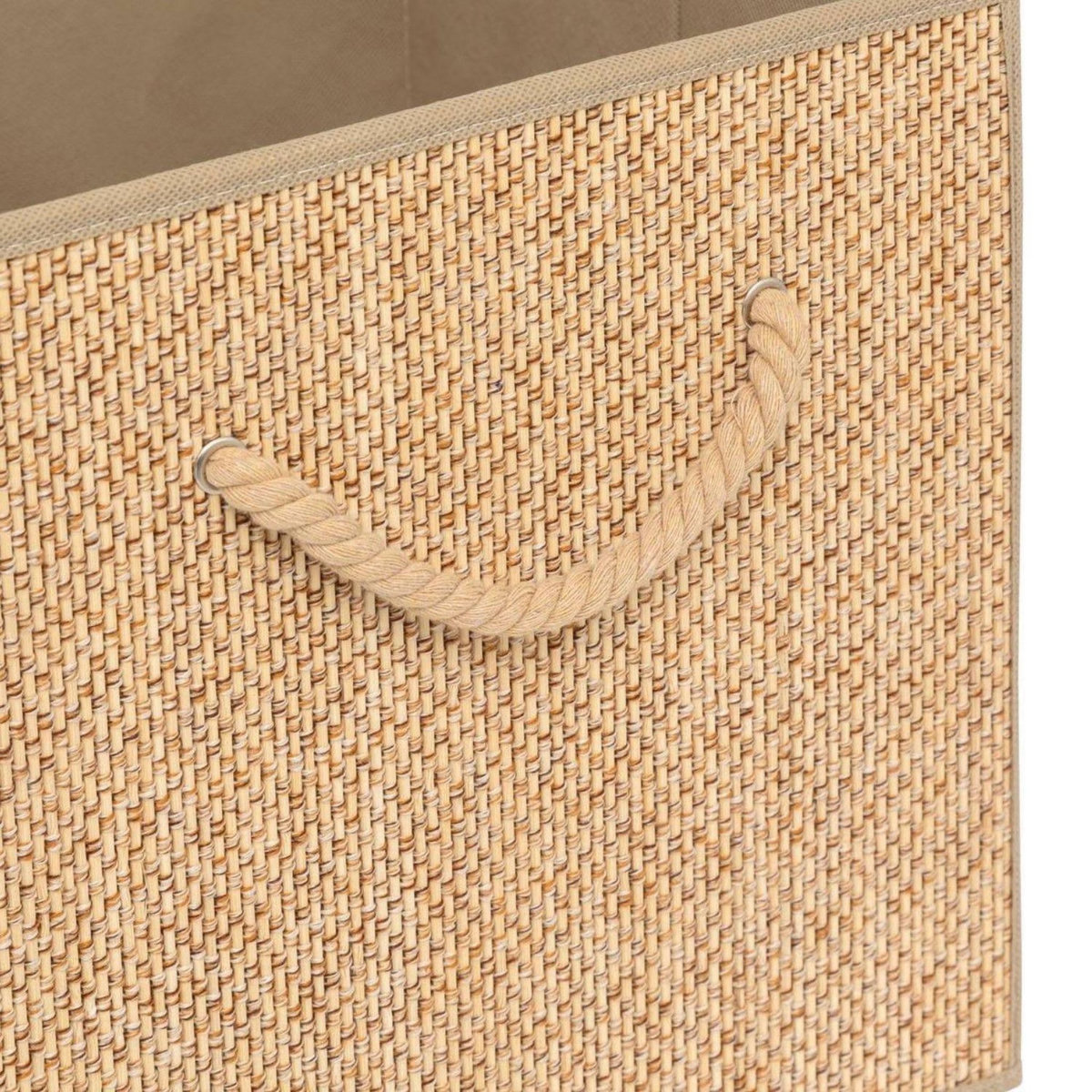 FIVE Lot de 6 boîtes de rangement effet rotin STEMY - L. 31 x l. 31 x H. 31 cm - Beige