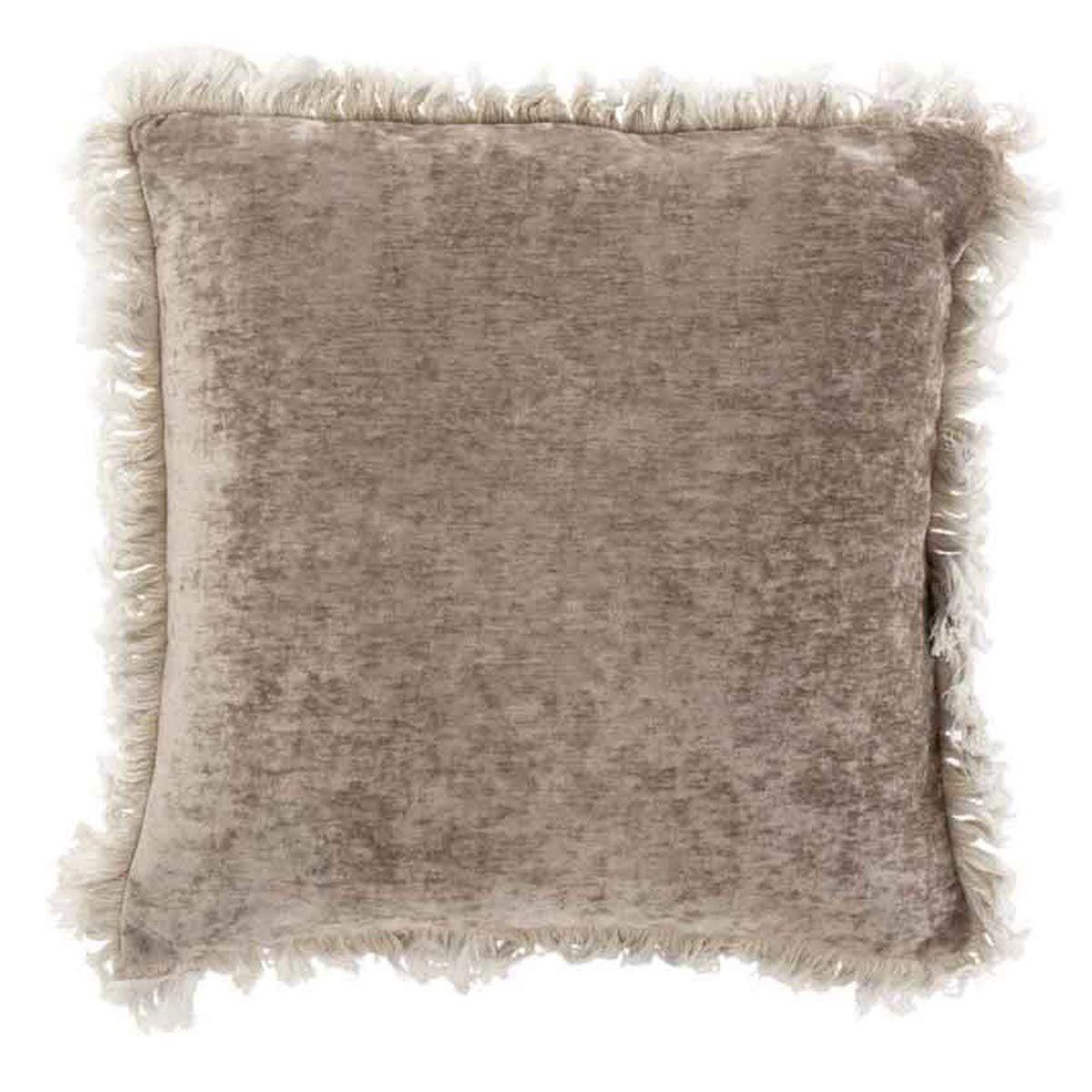 Voir la diapositive 1 : J-LINE Coussin Déco  Franges  45x45cm Gris