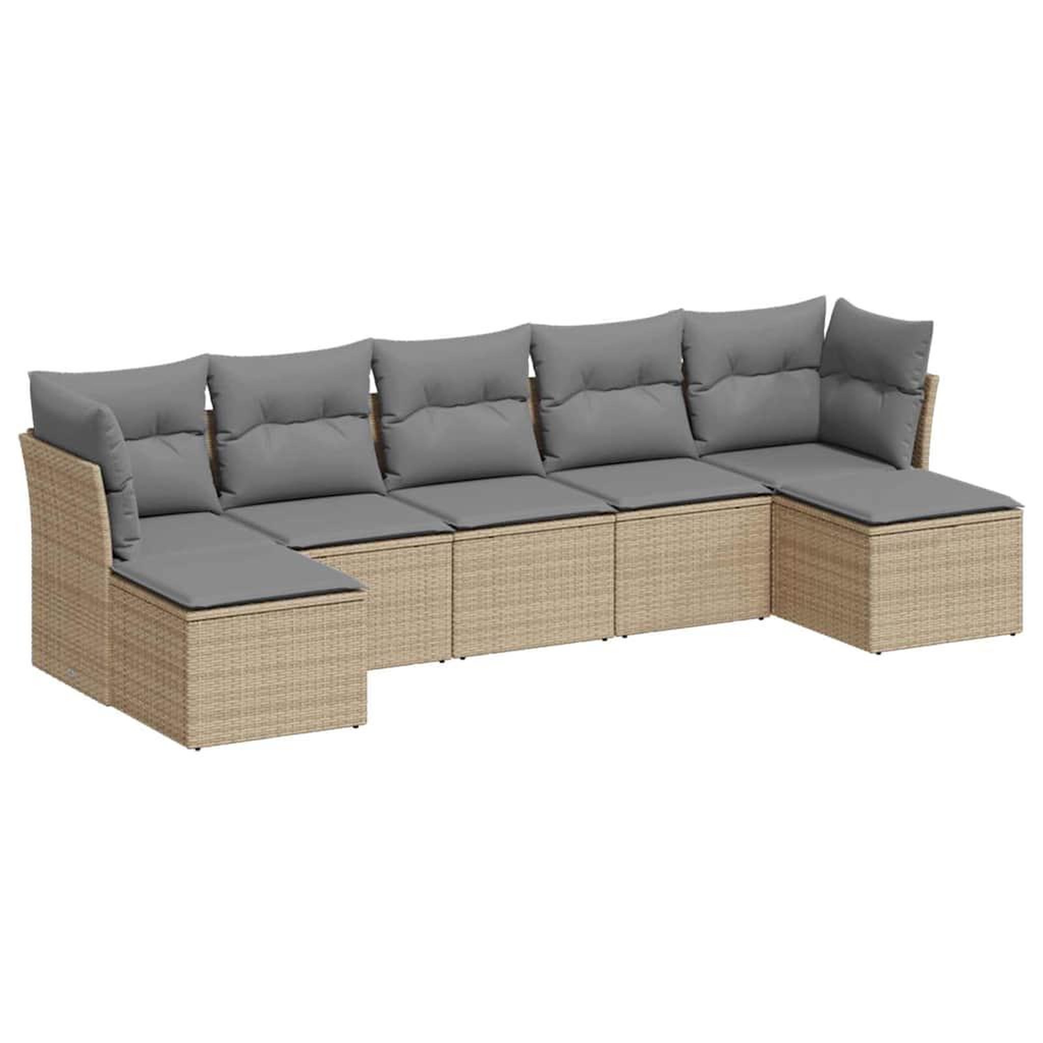 Voir la diapositive 2 : VIDAXL Salon de jardin avec coussins 7 pcs gris clair resine tressee
