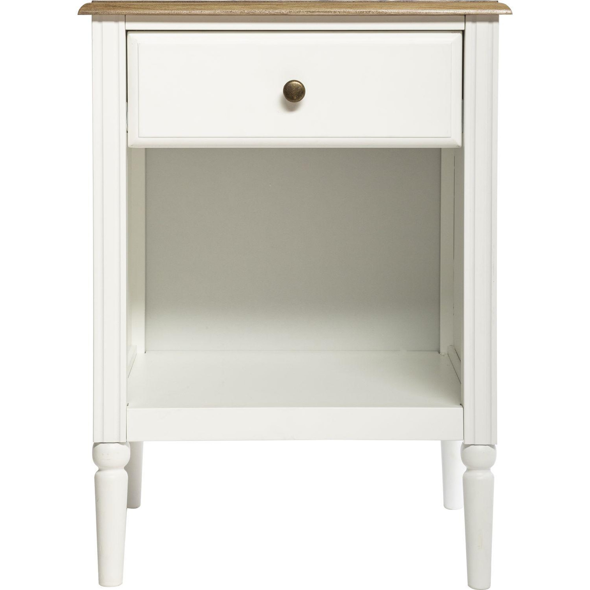 Voir la diapositive 2 : ATMOSPHERA Table de chevet effet bois solen - l. 45 x h. 60 cm - blanc