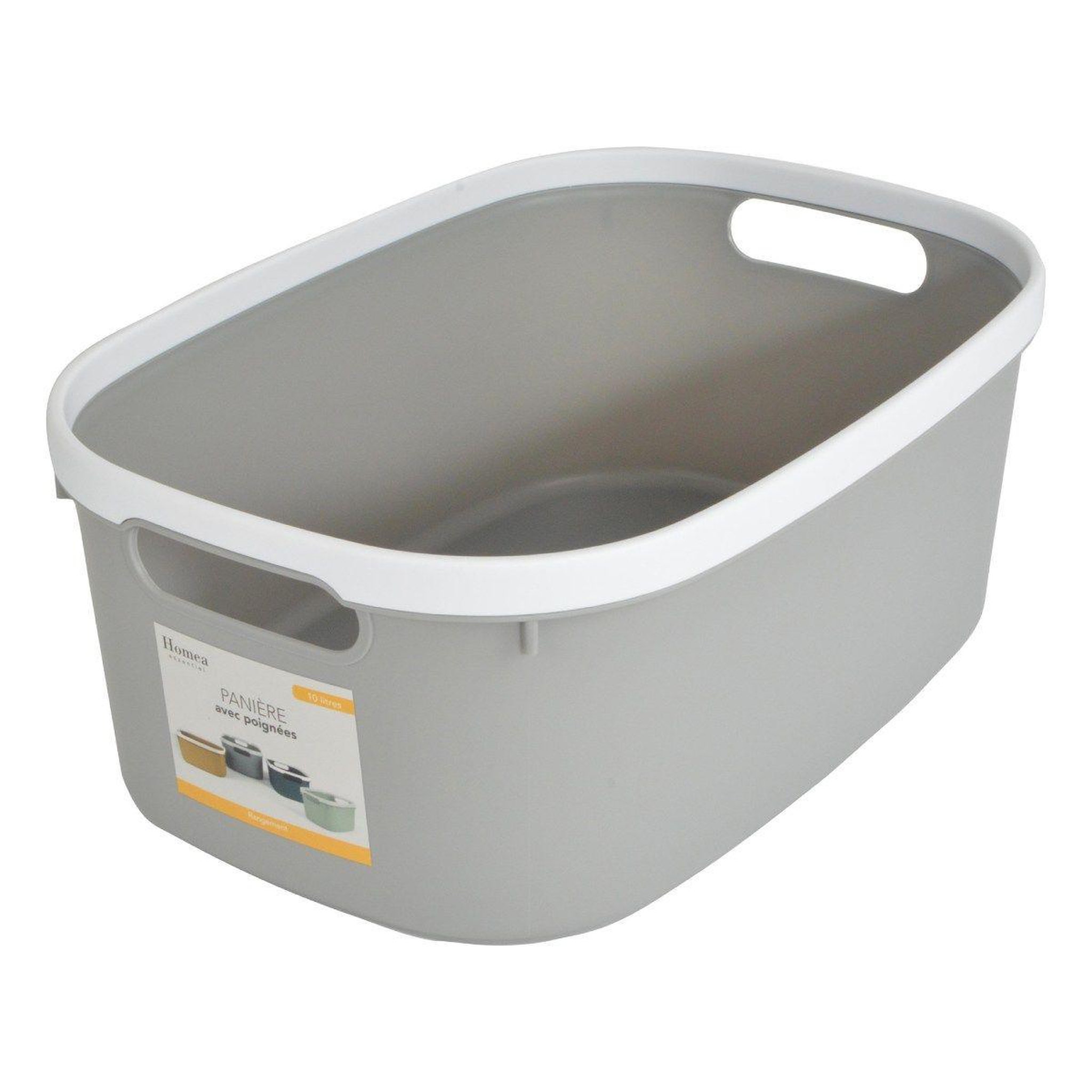 Voir la diapositive 3 : HOMEA Panière de Rangement Bicolore  Poignées  37cm Gris
