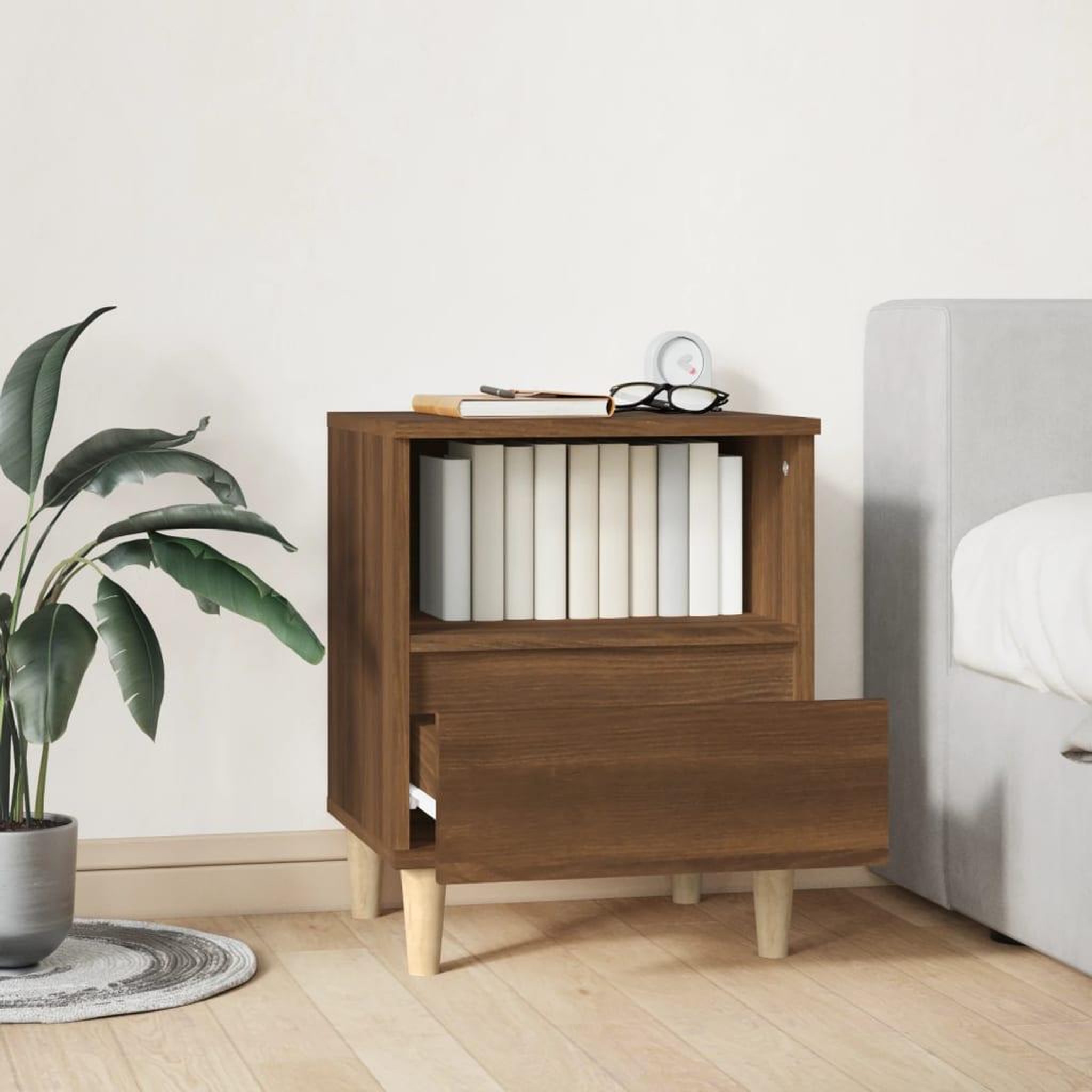 Voir la diapositive 3 : VIDAXL Table de chevet Chene marron 40x35x50 cm