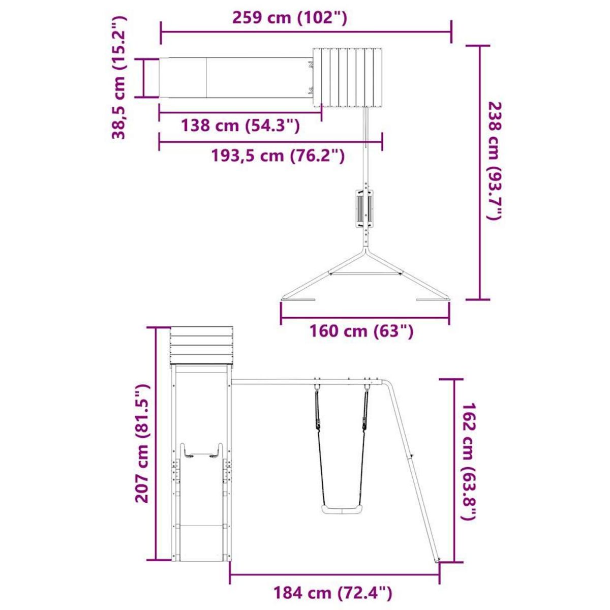 VIDAXL Aire de jeux d'exterieur bois de pin impregne