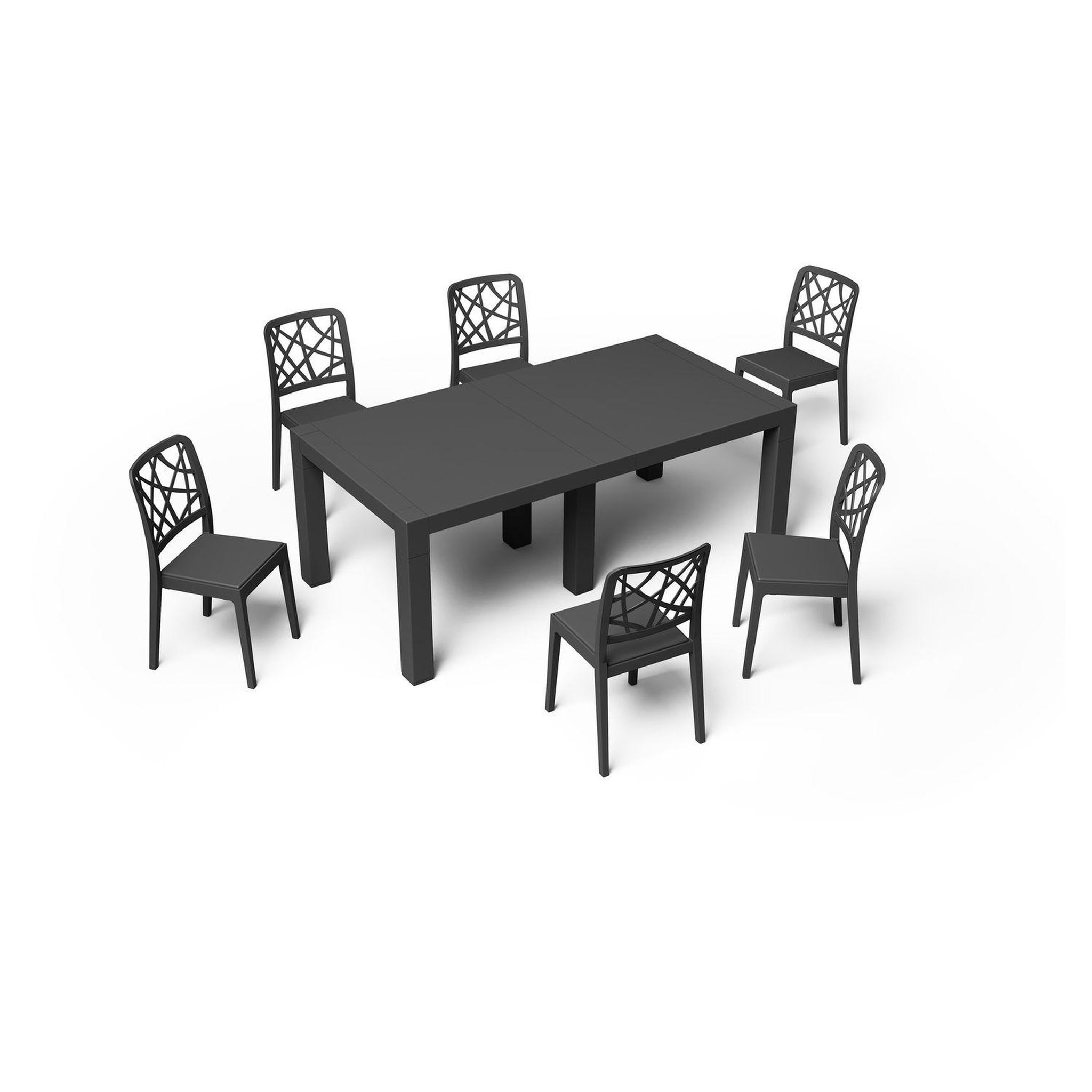 Voir la diapositive 4 : ARETA Table de jardin avec rallonge - 6/8 places - Résine - Gris - VULCANO