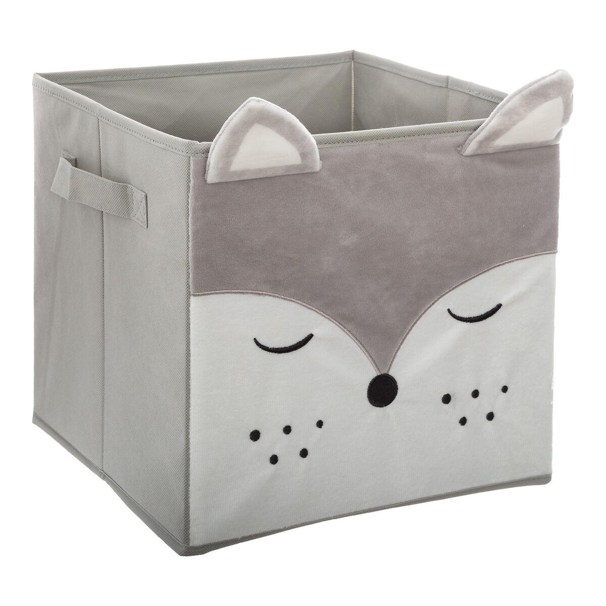 ATMOSPHERA Boîte de rangement enfant design velours douceur - l. 29 x l. 29 cm - gris