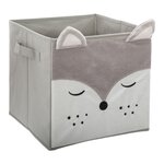 ATMOSPHERA Boîte de rangement enfant design velours Douceur - L. 29 x l. 29 cm - Gris